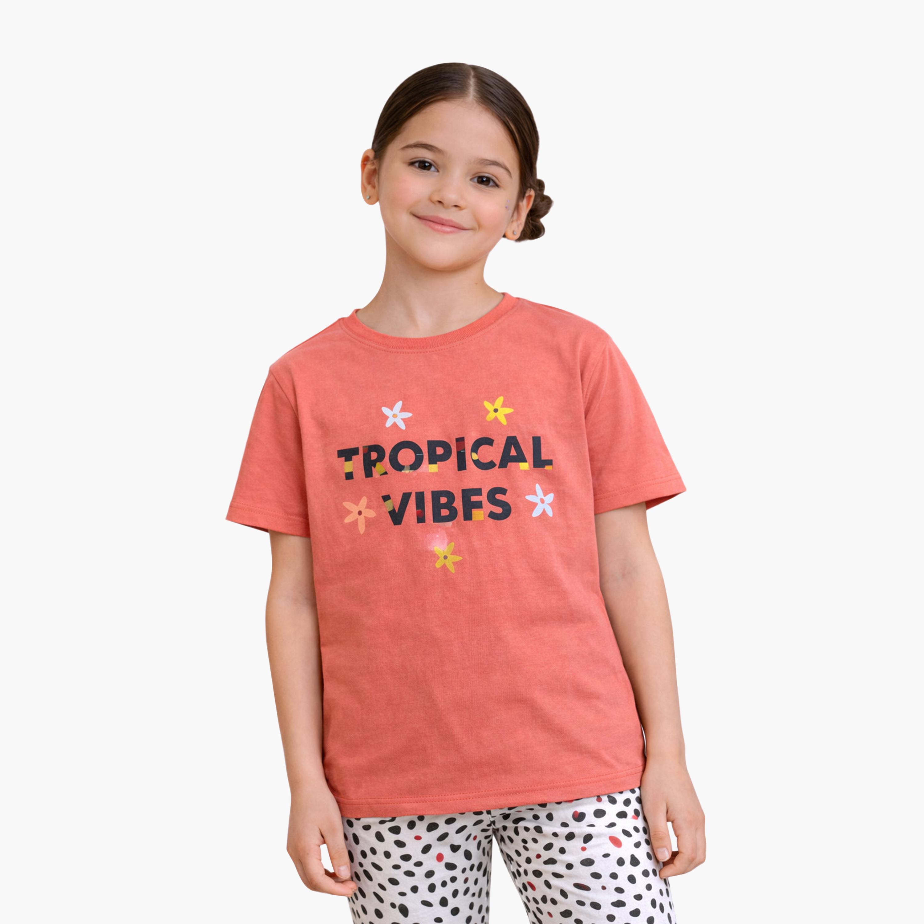 طقم مكون من قطعتين تي شيرت مطبوع بأكمام قصيرة مع قطعتين ليجنز من فيكتور آند جين-baby-girls-clothing-setsandcoords-image-6