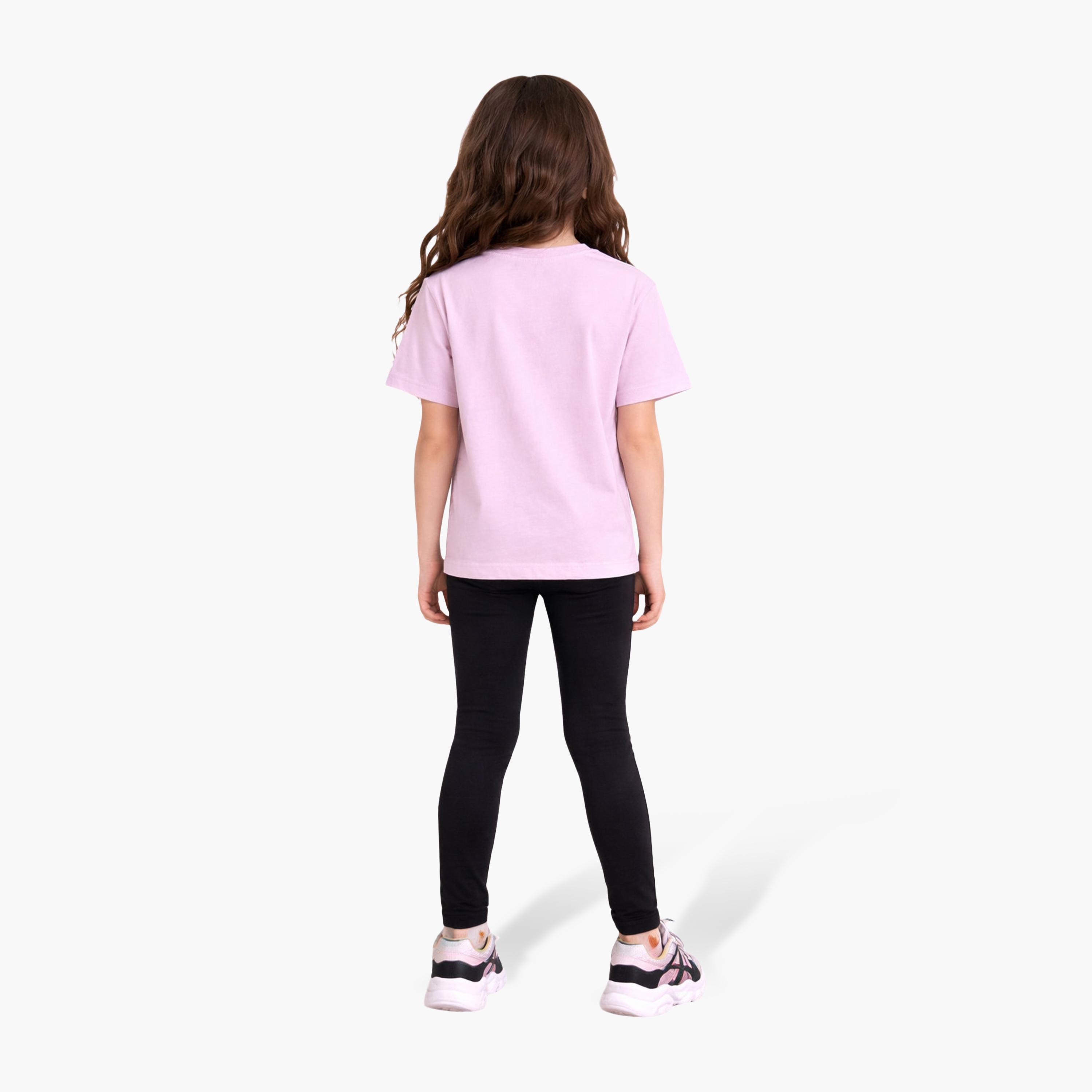 طقم مكون من قطعتين تي شيرت مطبوع بأكمام قصيرة مع قطعتين ليجنز من فيكتور آند جين-baby-girls-clothing-setsandcoords-image-3