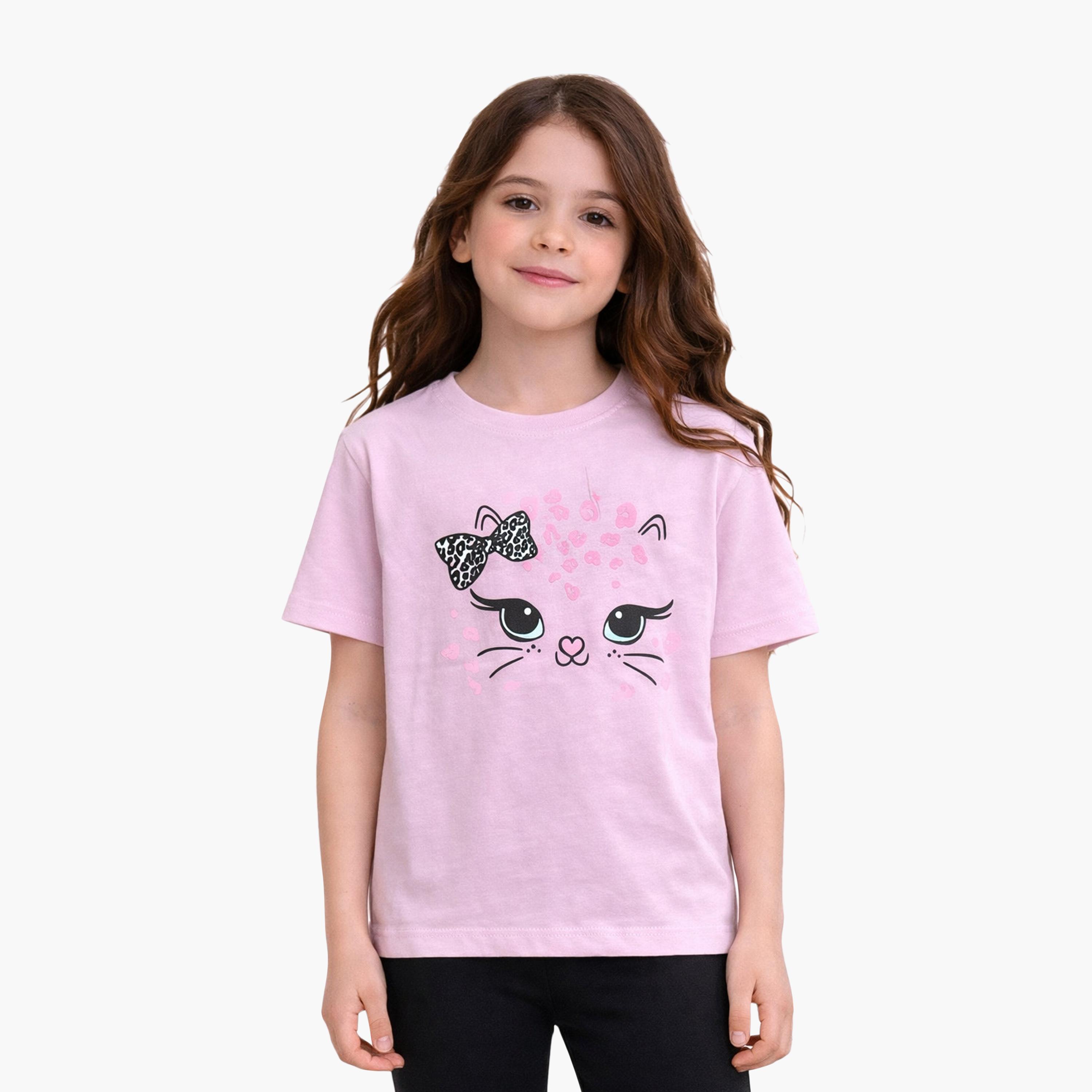 طقم مكون من قطعتين تي شيرت مطبوع بأكمام قصيرة مع قطعتين ليجنز من فيكتور آند جين-baby-girls-clothing-setsandcoords-image-5