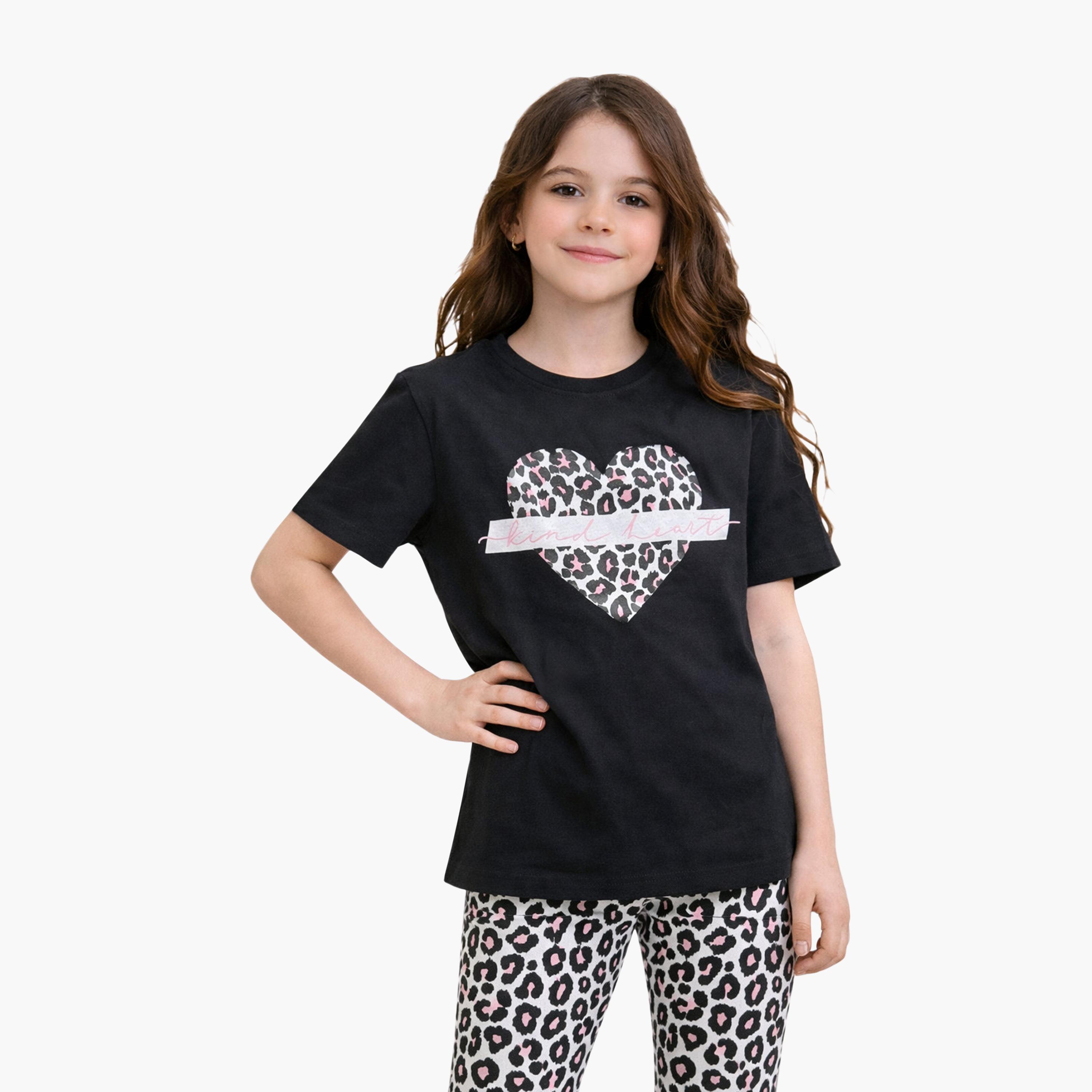 طقم مكون من قطعتين تي شيرت مطبوع بأكمام قصيرة مع قطعتين ليجنز من فيكتور آند جين-baby-girls-clothing-setsandcoords-image-6