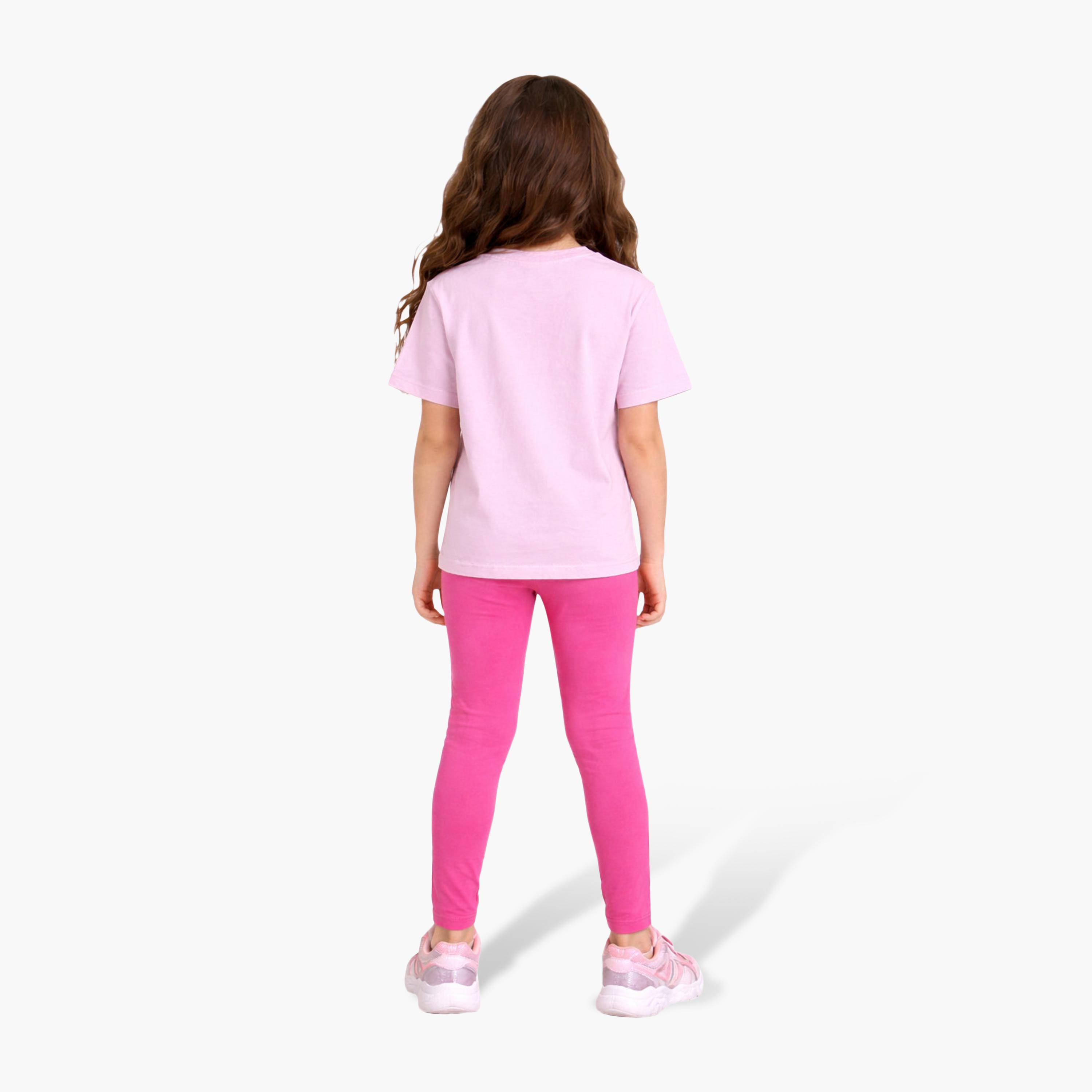 طقم مكون من قطعتين تي شيرت مطبوع بأكمام قصيرة مع قطعتين ليجنز من فيكتور آند جين-baby-girls-clothing-setsandcoords-image-3