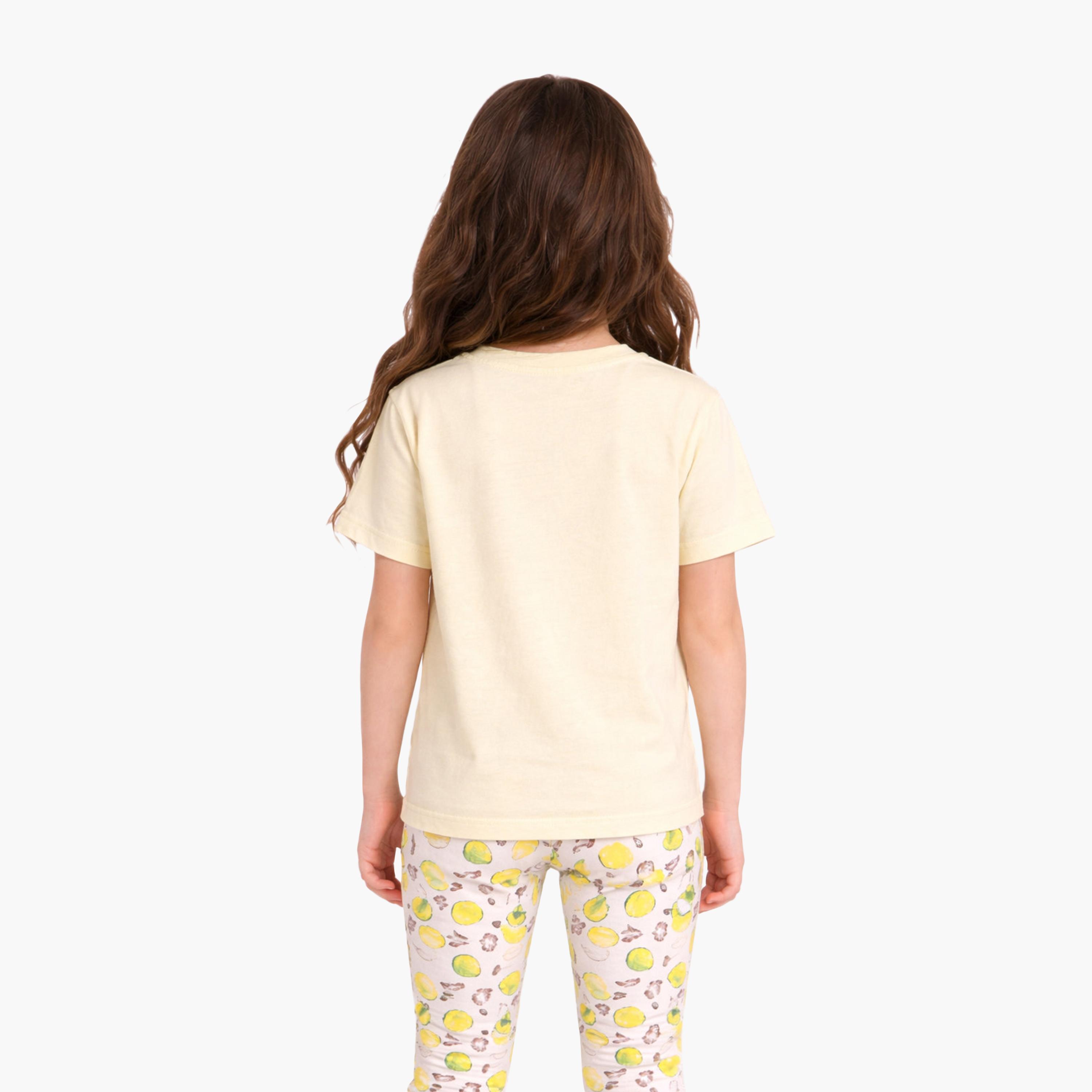 طقم مكون من قطعتين تي شيرت مطبوع بأكمام قصيرة مع قطعتين ليجنز من فيكتور آند جين-baby-girls-clothing-setsandcoords-image-4