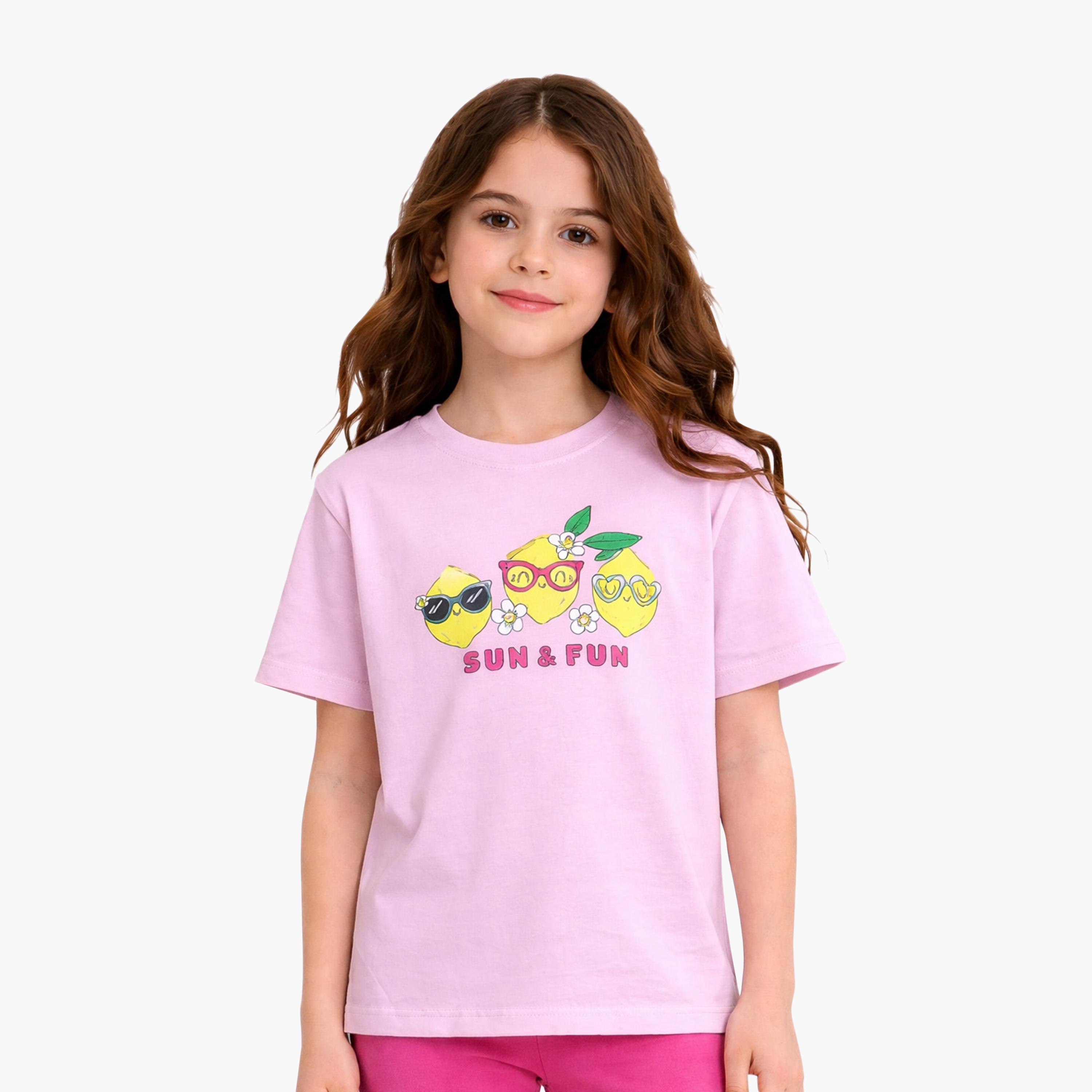 طقم مكون من قطعتين تي شيرت مطبوع بأكمام قصيرة مع قطعتين ليجنز من فيكتور آند جين-baby-girls-clothing-setsandcoords-image-6