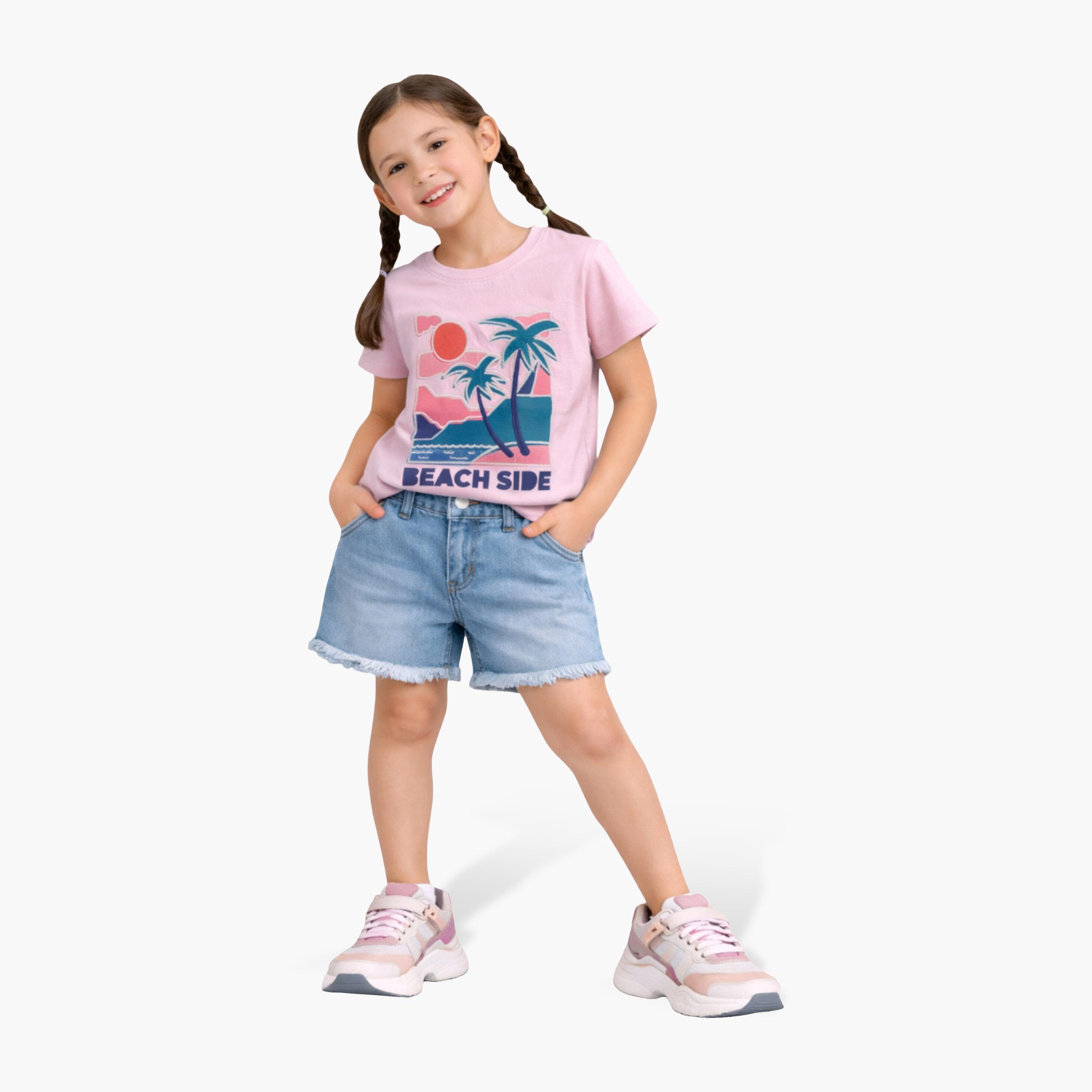 Victor and Jane Short Sleeves Beach Side Embellished T-Shirt-girls-clothing-tshirts-image-1