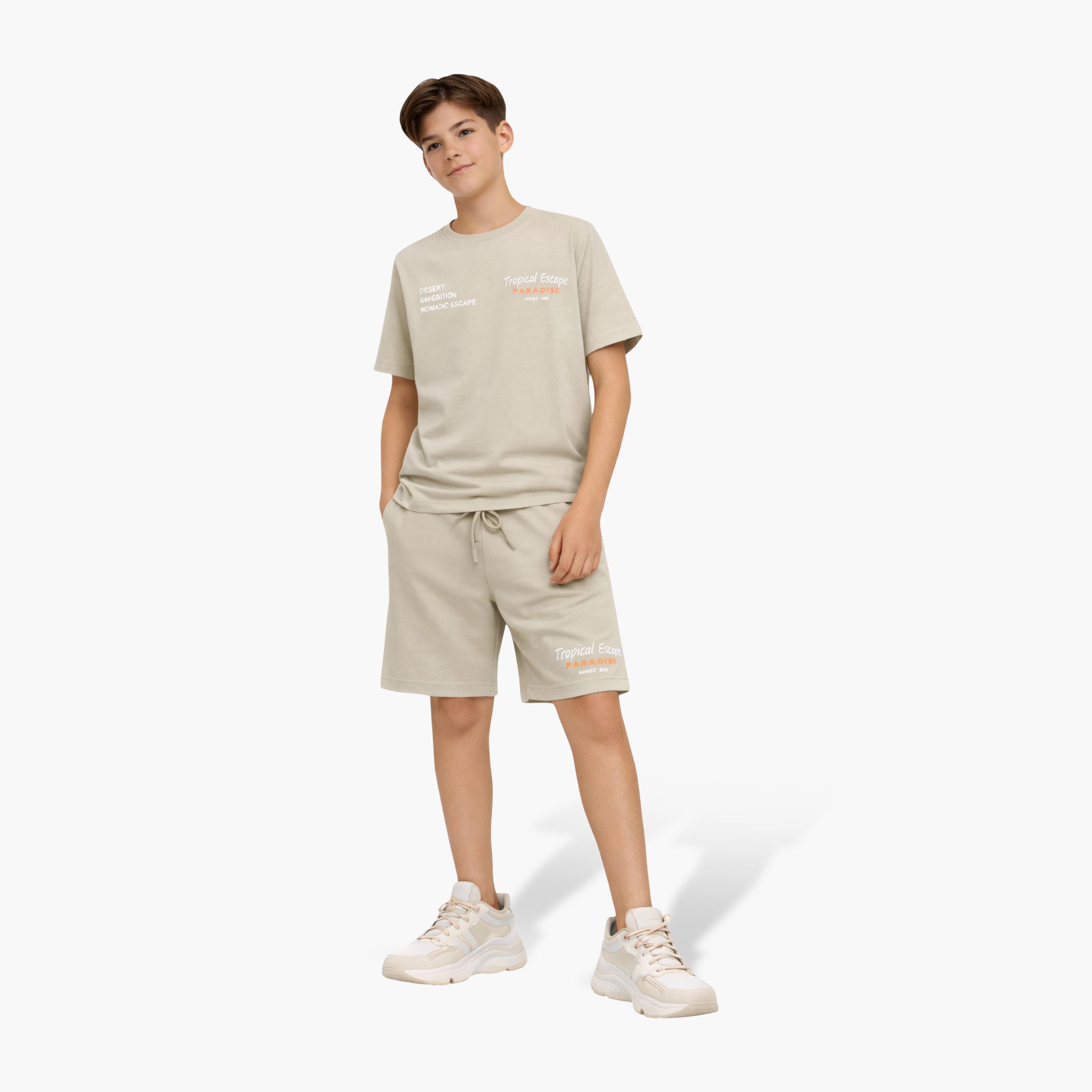 Victor and Jane Tropical Escape Printed Relaxed Fit T-Shirt and Shorts Set-boys-clothing-setsandcoords-image-1