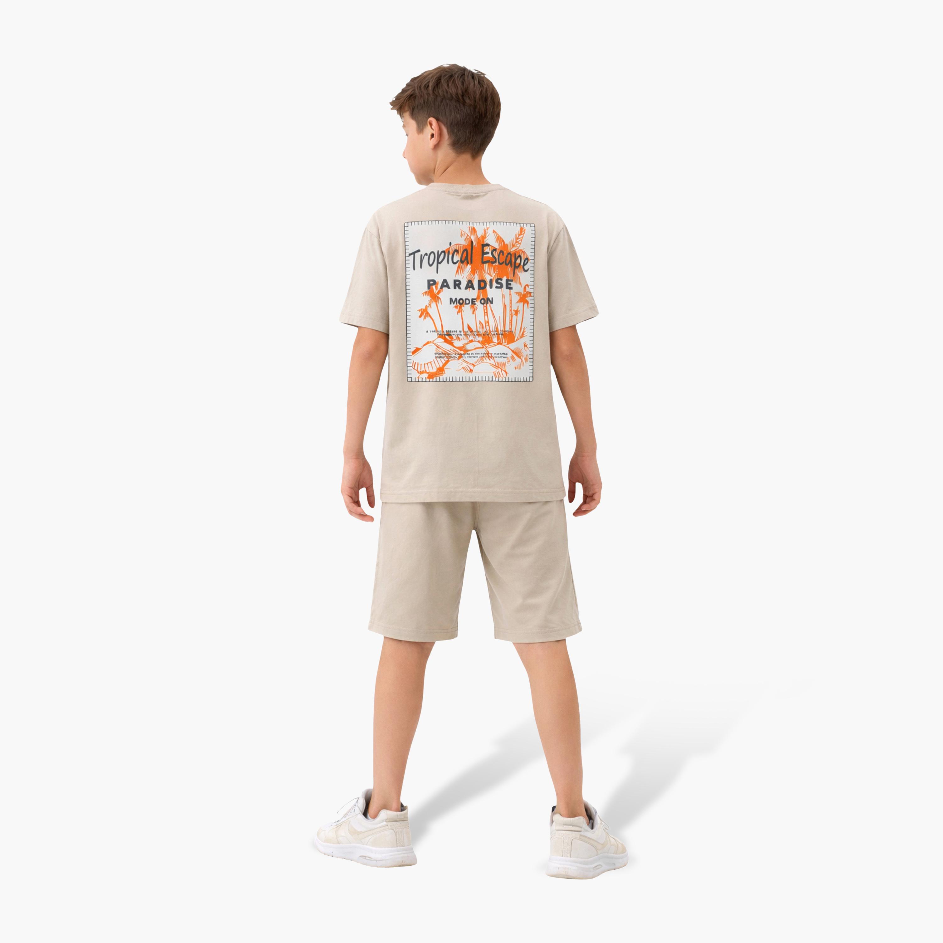 Victor and Jane Tropical Escape Printed Relaxed Fit T-Shirt and Shorts Set-boys-clothing-setsandcoords-image-2