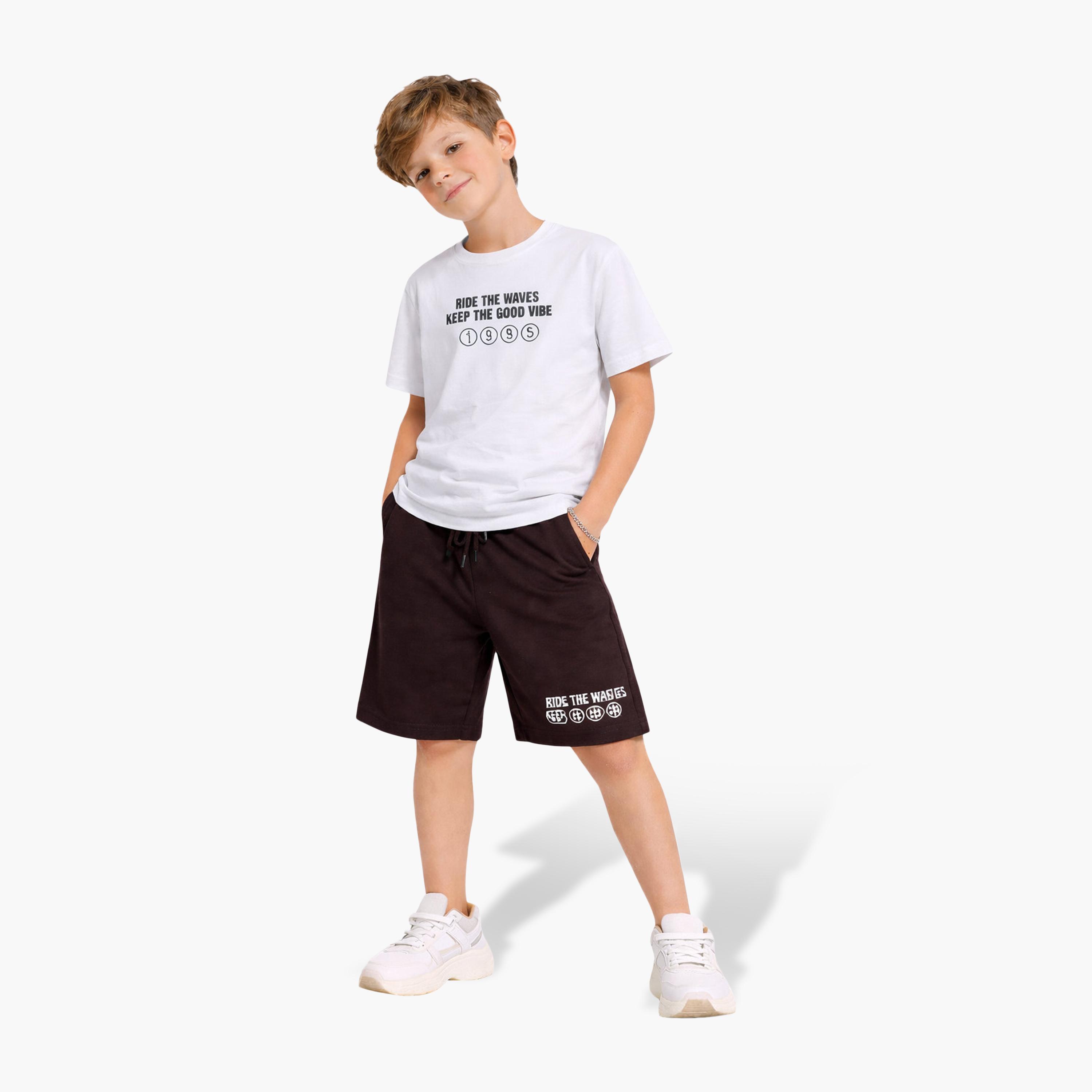 Victor and Jane Ride the Waves Printed Relaxed Fit T-Shirt and Shorts Set-boys-clothing-setsandcoords-image-1