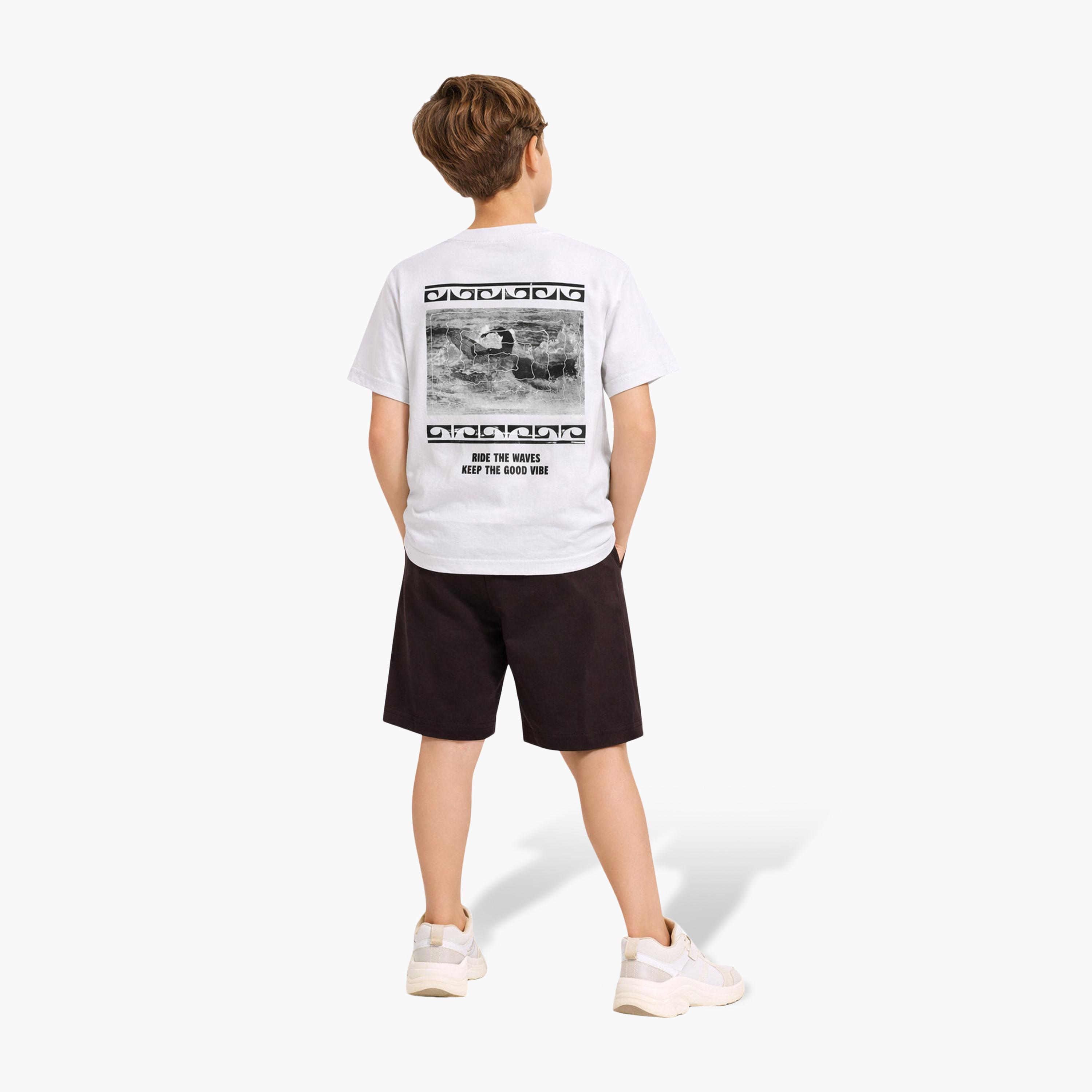 Victor and Jane Ride the Waves Printed Relaxed Fit T-Shirt and Shorts Set-boys-clothing-setsandcoords-image-2