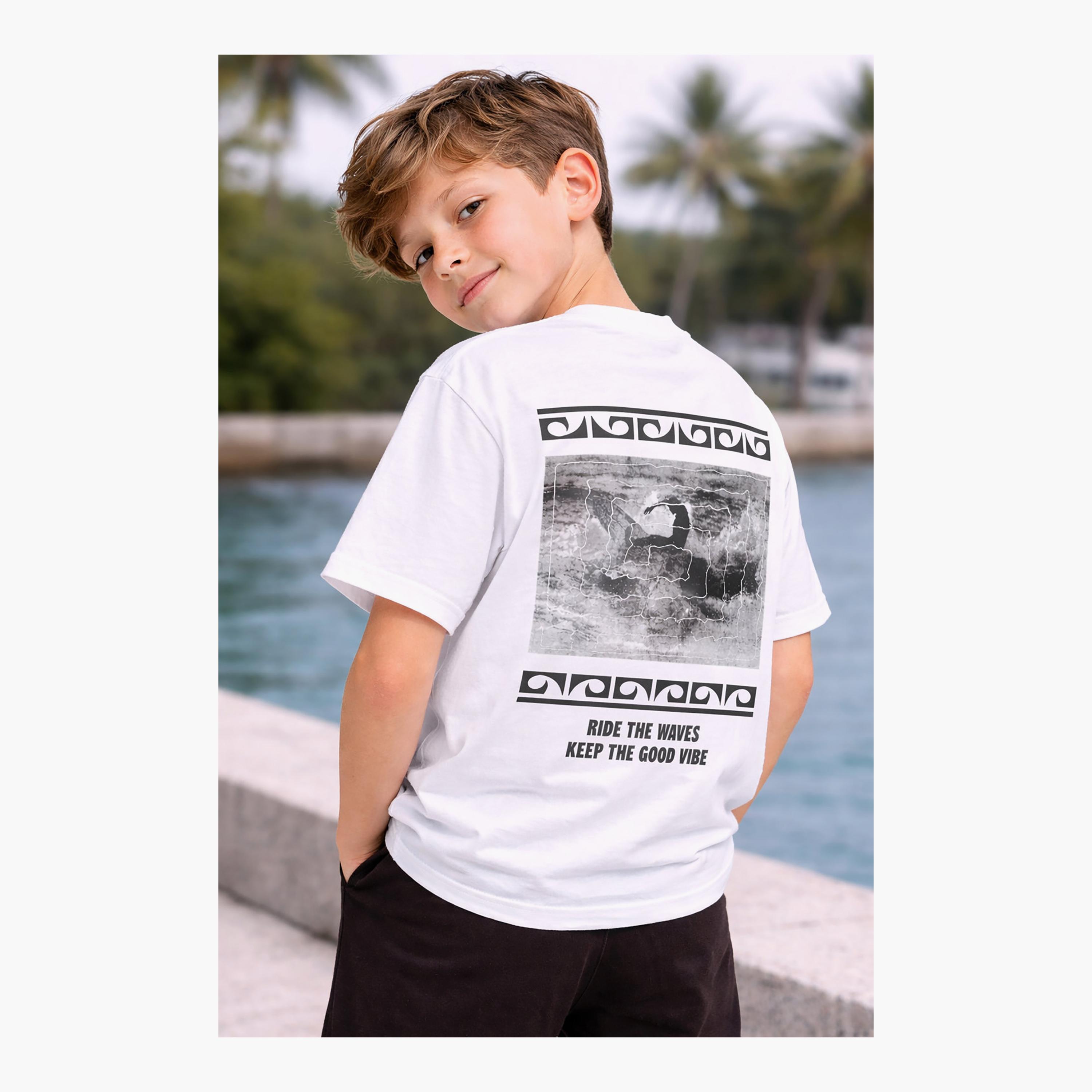 Victor and Jane Ride the Waves Printed Relaxed Fit T-Shirt and Shorts Set-boys-clothing-setsandcoords-image-3