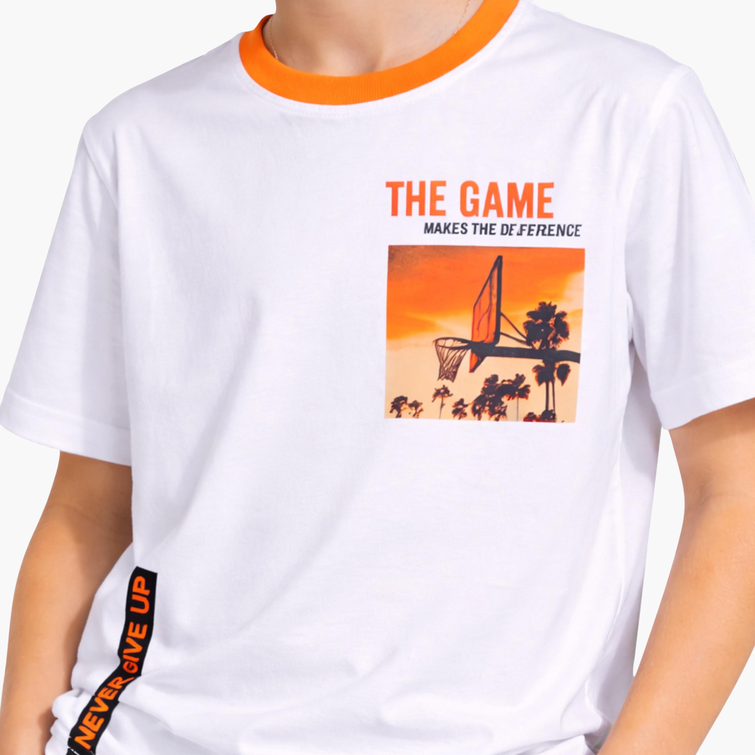 Victor and Jane Basketball Printed T-Shirt & Black Joggers Set-boys-clothing-setsandcoords-image-3