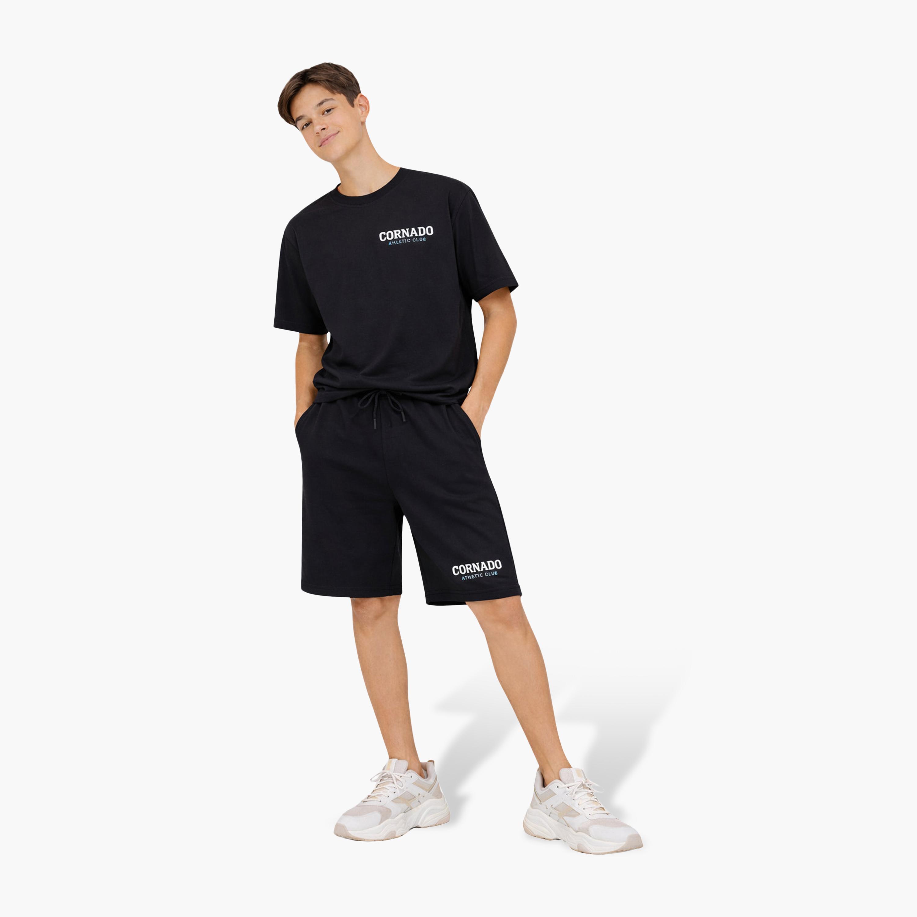 طقم تي شيرت "Corrado Athletic Club" وشورت أسود من فيكتور آند جين-boys-clothing-setsandcoords-image-1