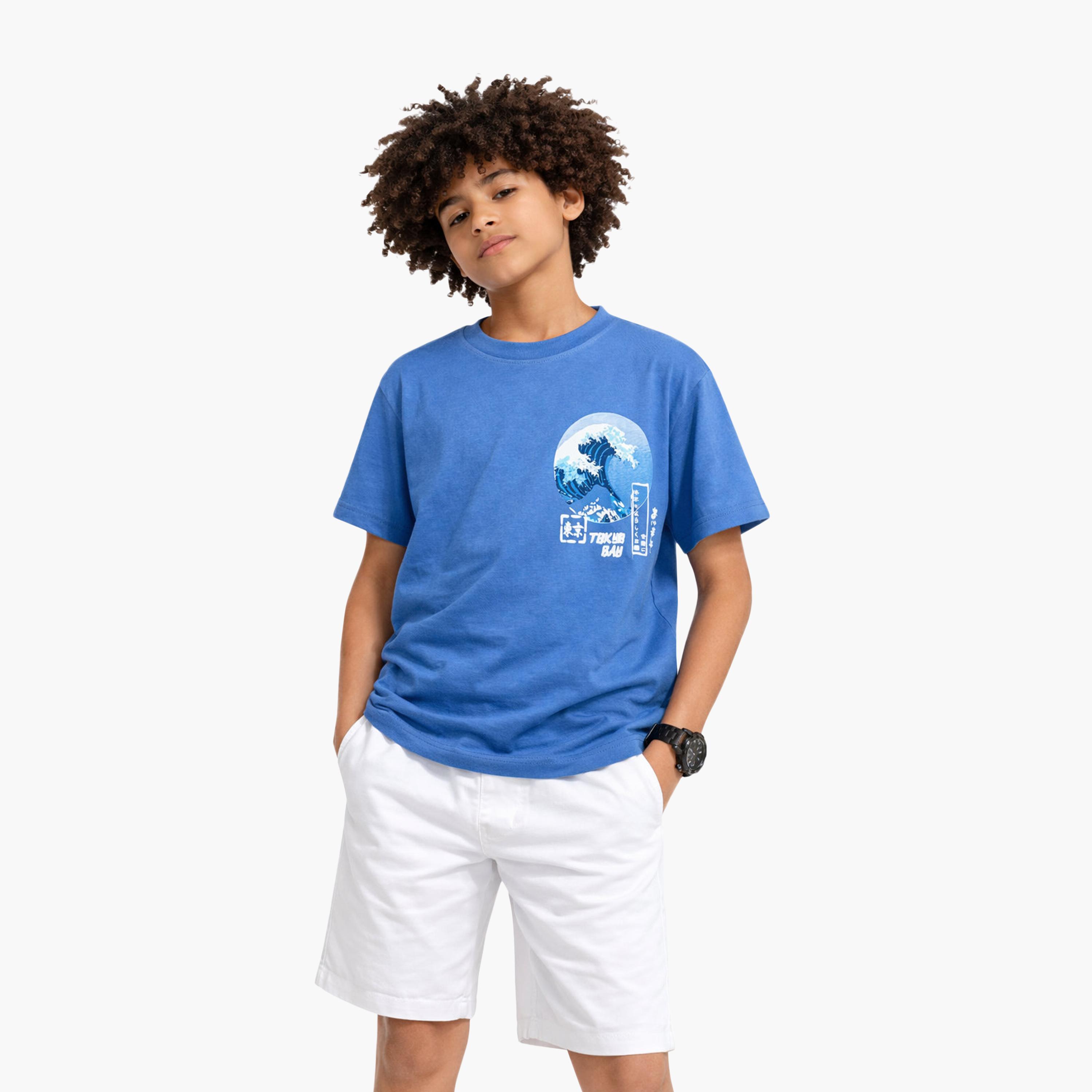 Victor and Jane Half Sleeves Tokyo Bay Graphic Relaxed Fit T-Shirt-boys-clothing-tshirtsandpolos-image-1