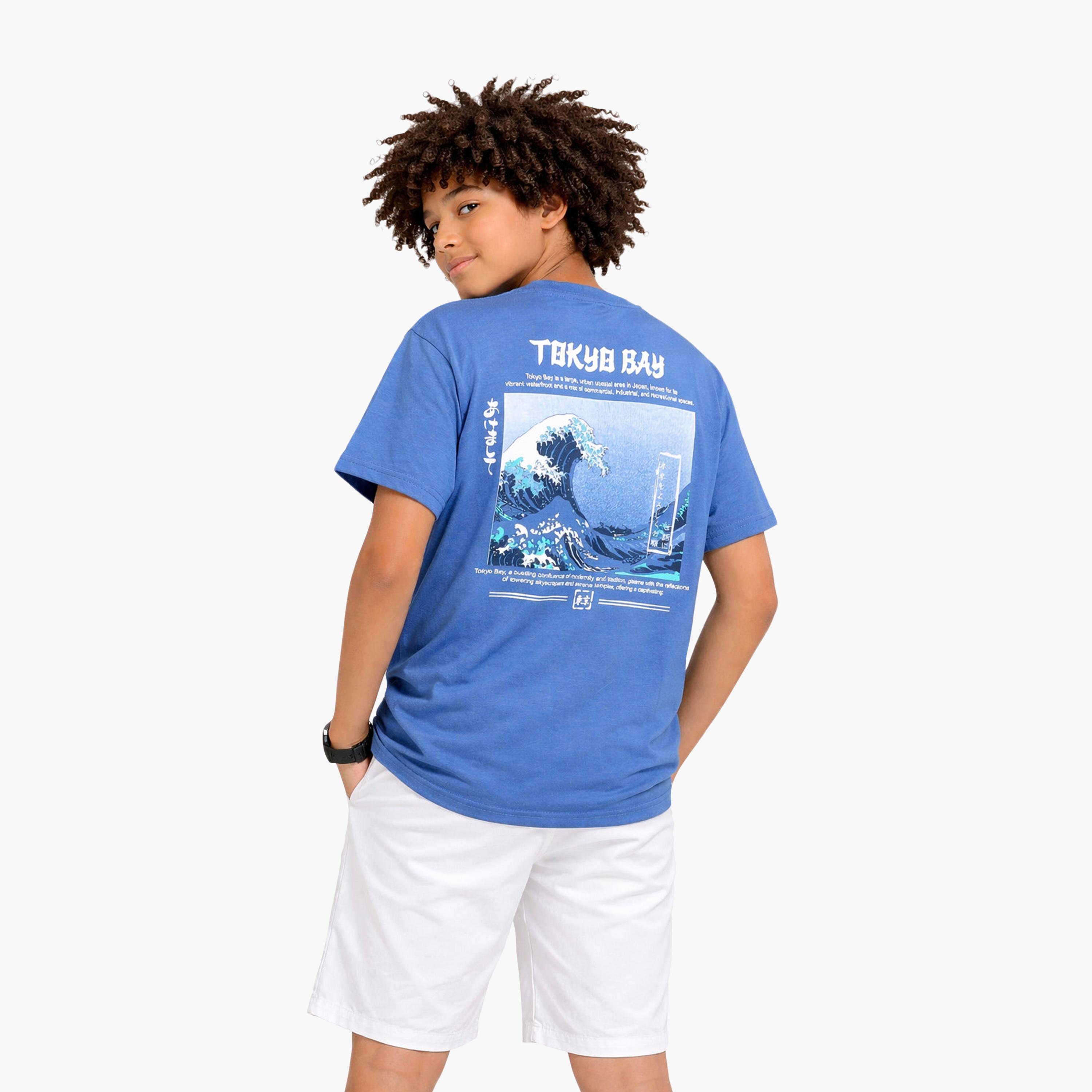 Victor and Jane Half Sleeves Tokyo Bay Graphic Relaxed Fit T-Shirt-boys-clothing-tshirtsandpolos-image-3