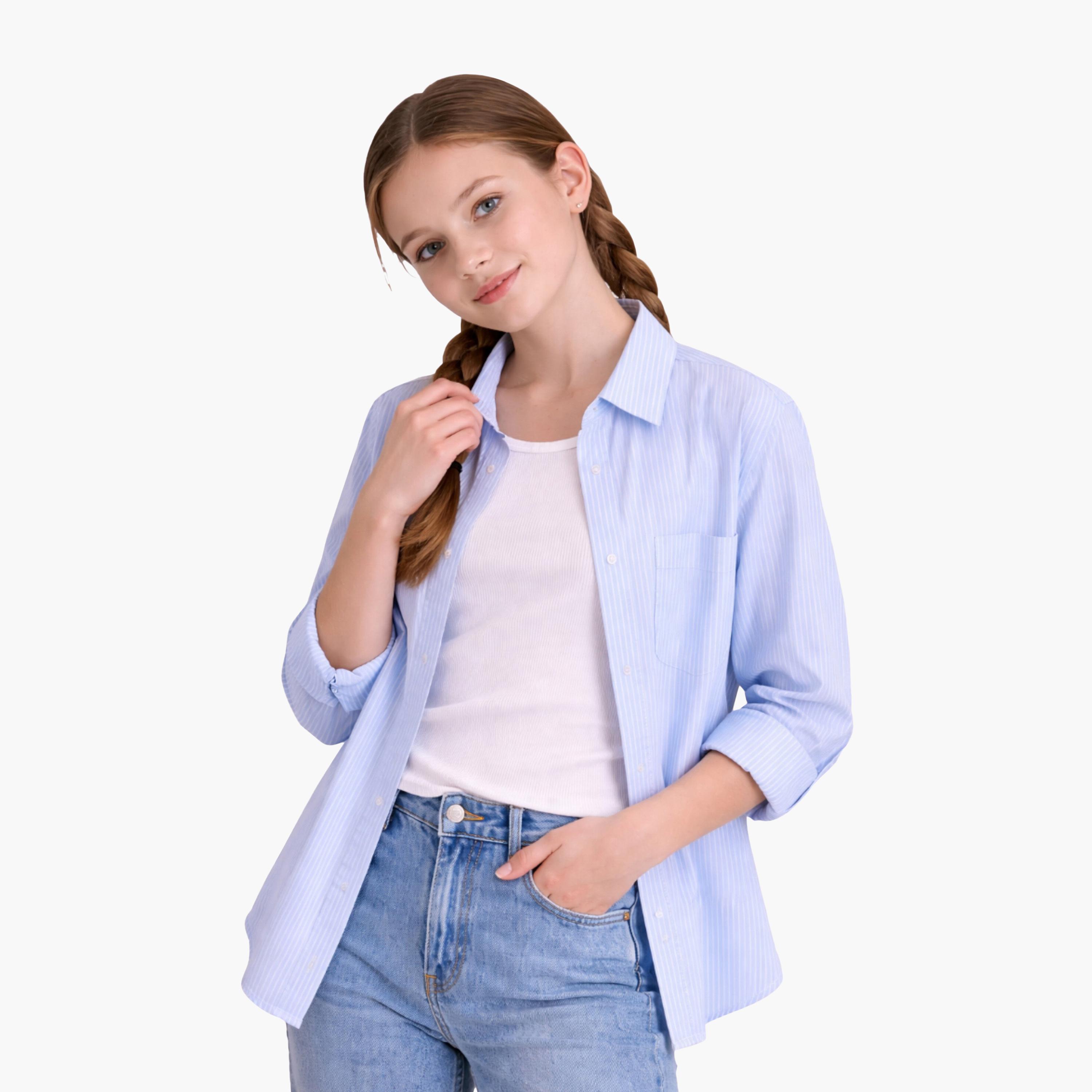 Victor and Jane Cotton Oversized Striped Shirt-girls-clothing-blousesandshirts-image-3
