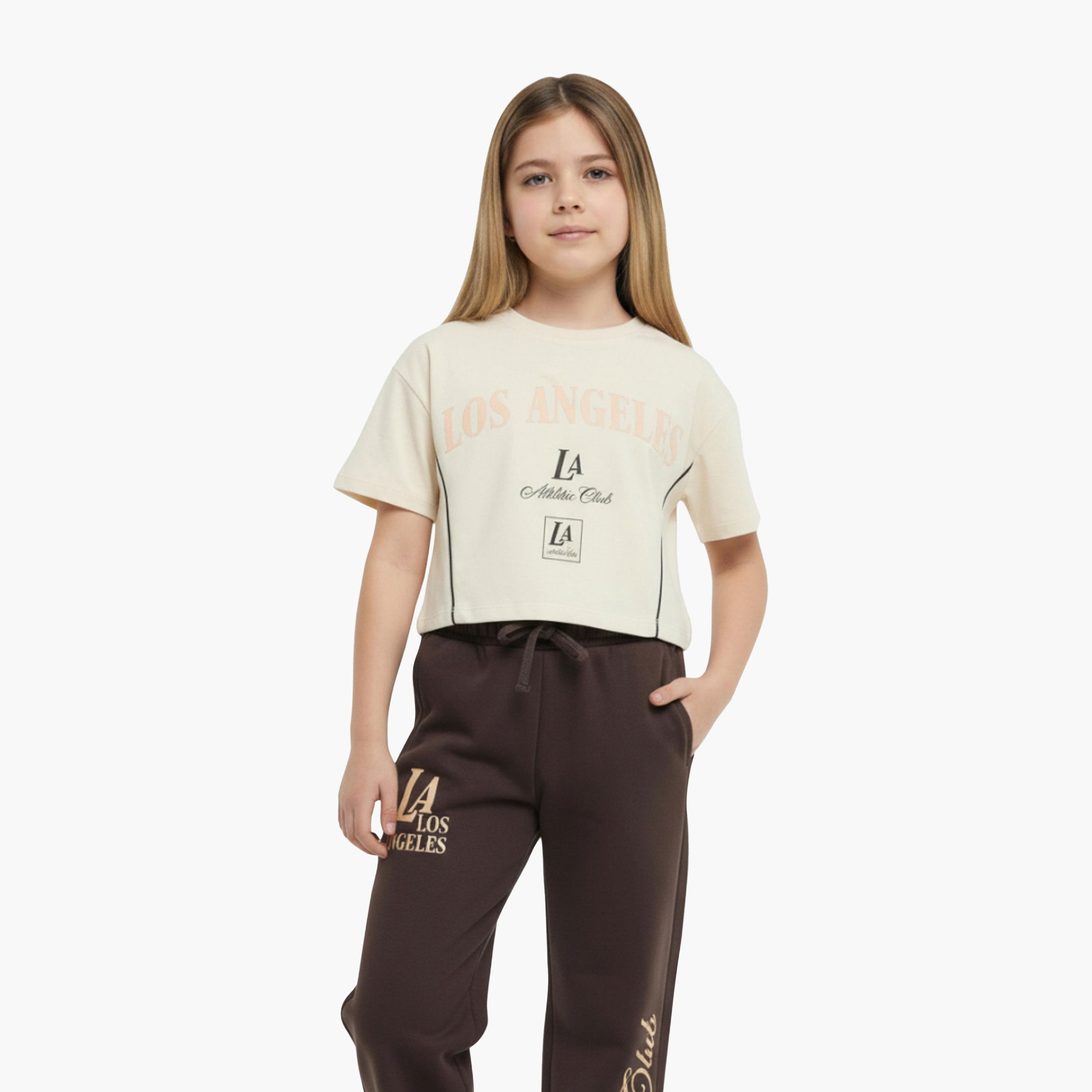 Victor and Jane Los Angeles Printed T-Shirt & Wide-Leg Pants Set-girls-clothing-setsandcoords-image-2