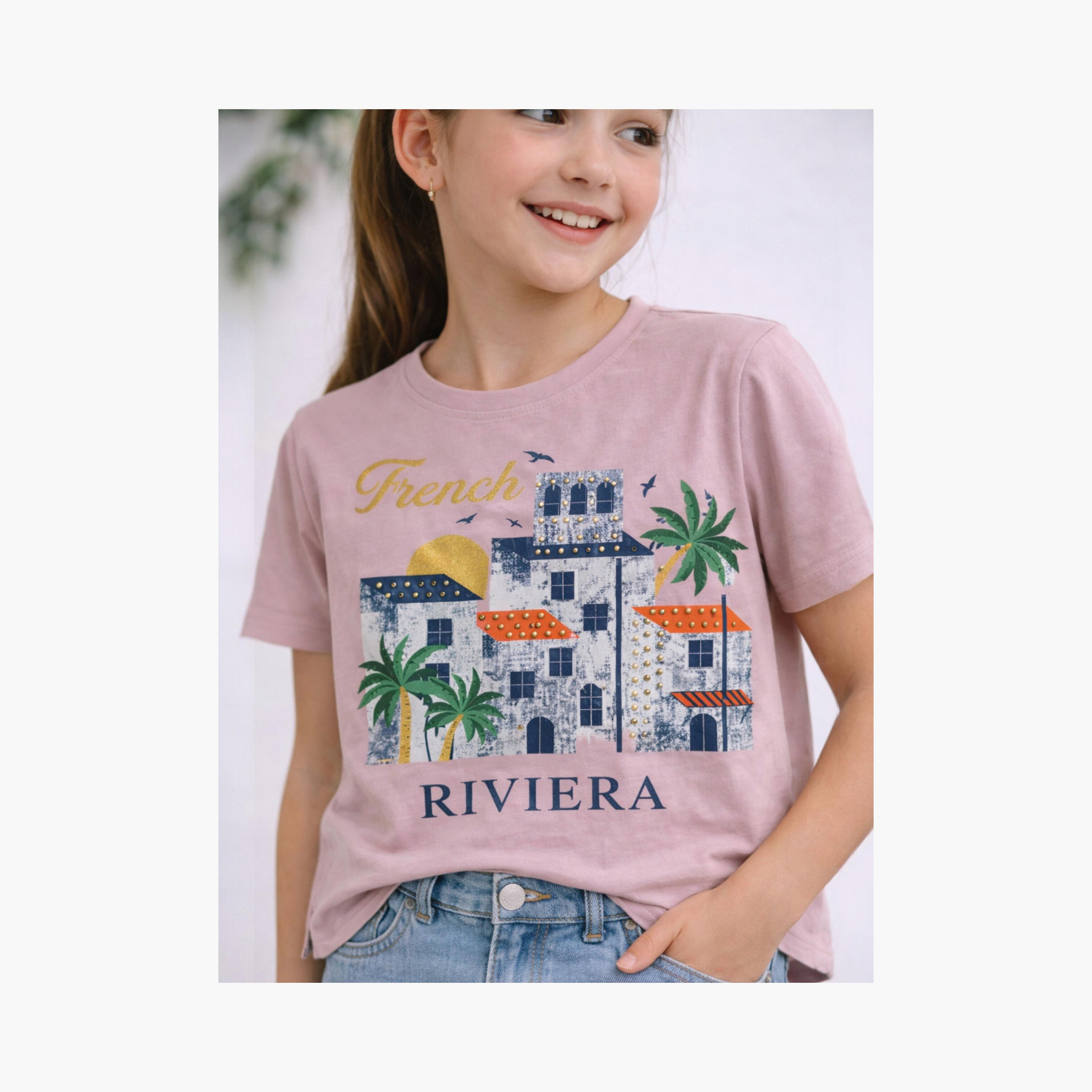 Victor and Jane Short Sleeves French Riviera Embellished T-Shirt-girls-clothing-tshirts-image-5