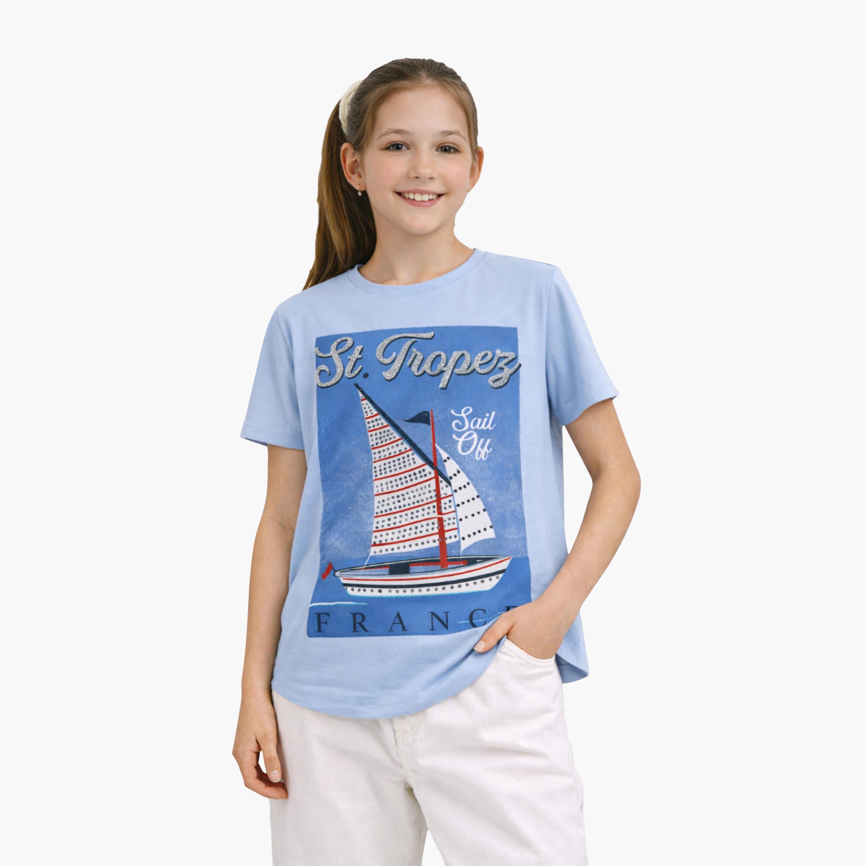 Victor and Jane Short Sleeves St.Tropez France Embellished T-Shirt-girls-clothing-tshirts-image-1