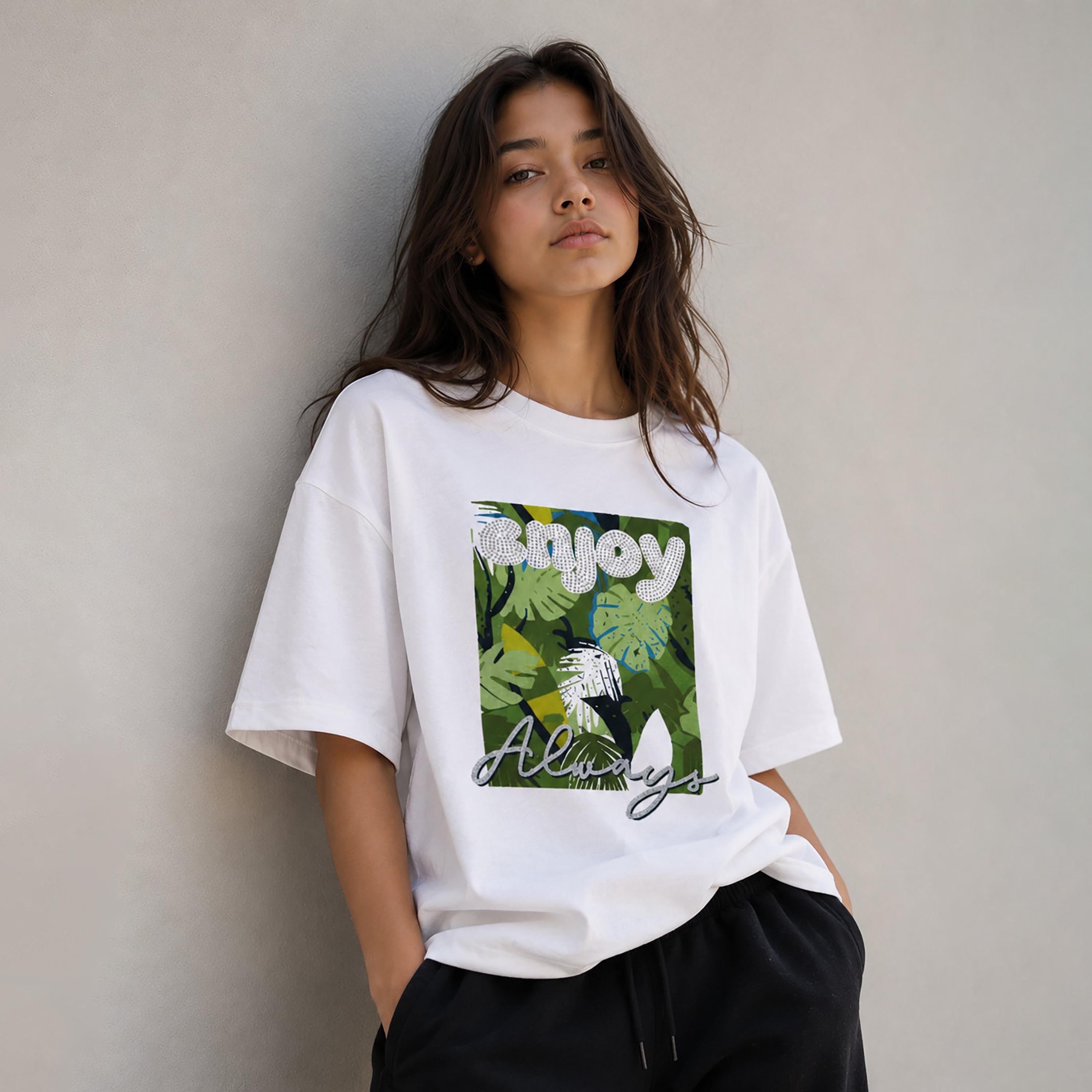 Victor and Jane Amalfi Coast Embroidered Oversized Graphic T-Shirt-girls-clothing-tshirts-image-1