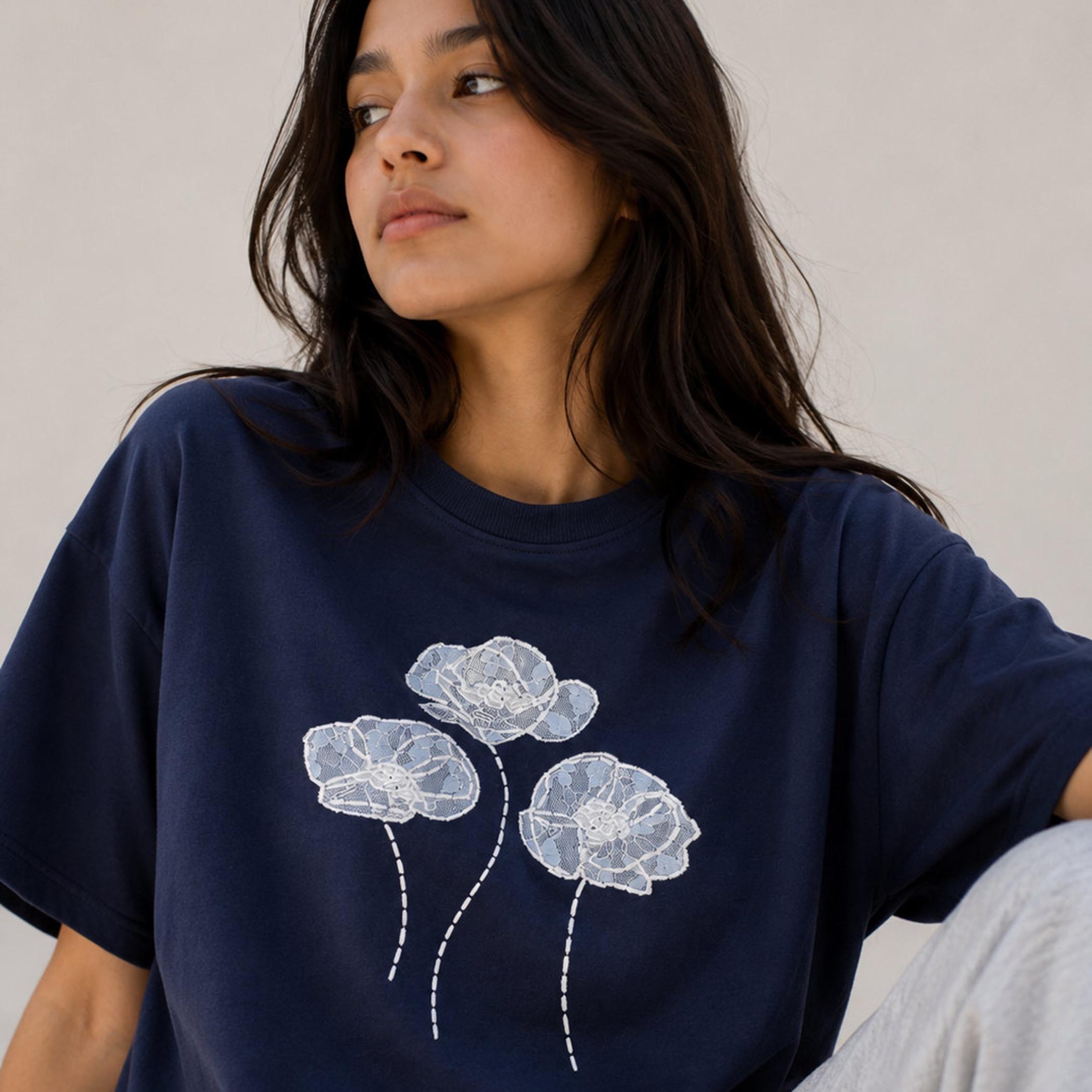 Victor and Jane Copacabana Beach Embroidered Oversized Graphic T-Shirt-girls-clothing-tshirts-image-3