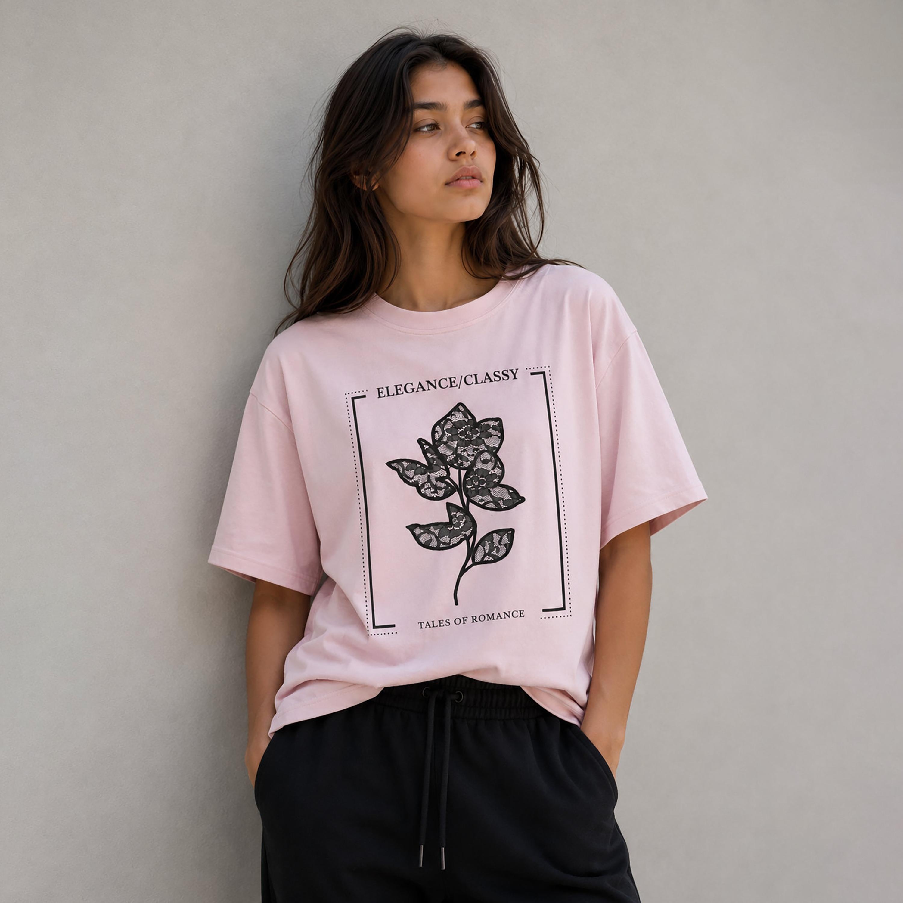 Victor and Jane Paradise Embroidered Oversized Graphic T-Shirt-girls-clothing-tshirts-image-1