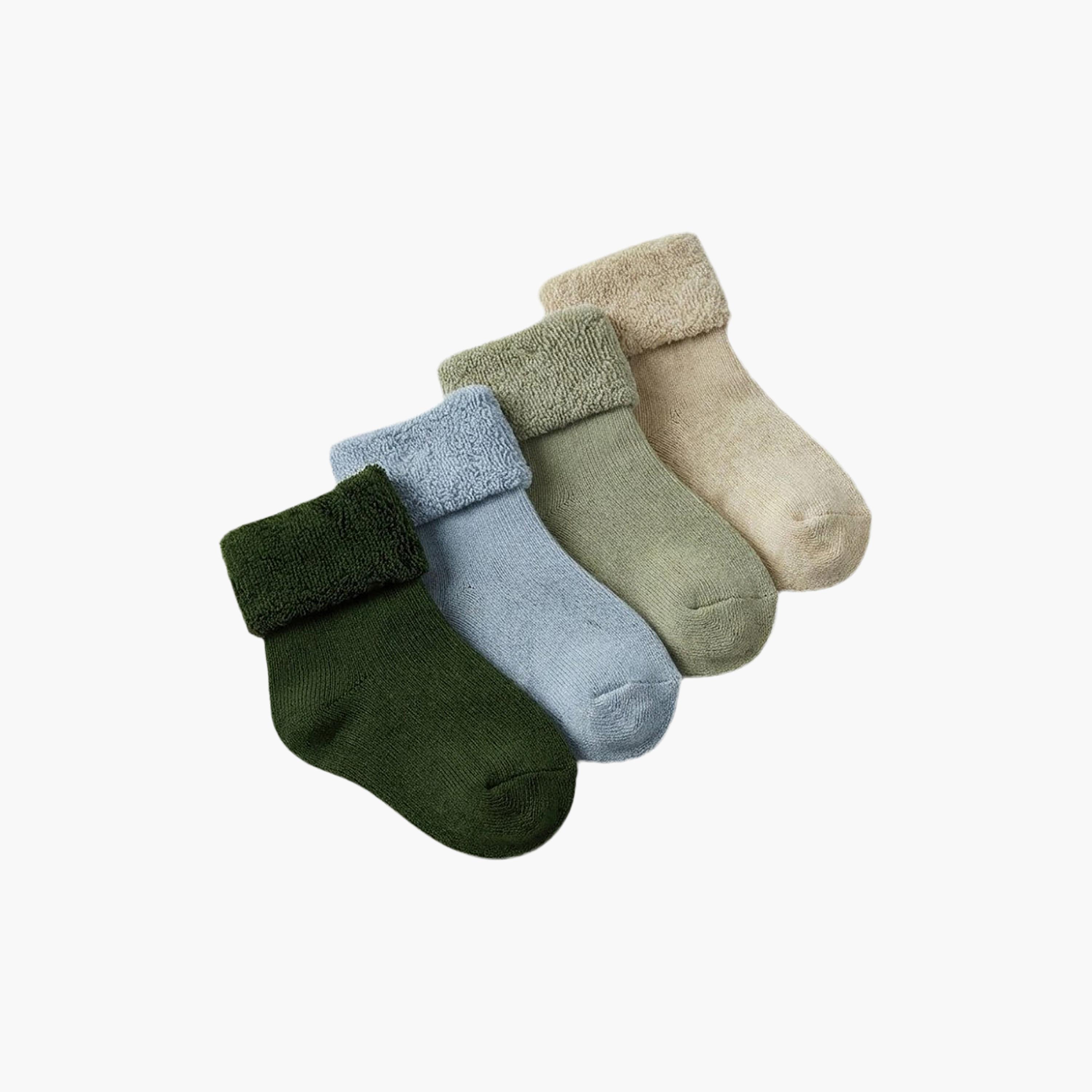 طقم جوارب قطنية مسامية بحافة ملفوفة 4 أزواج من فيكتور آند جين-boys-accessories-socks-image-1