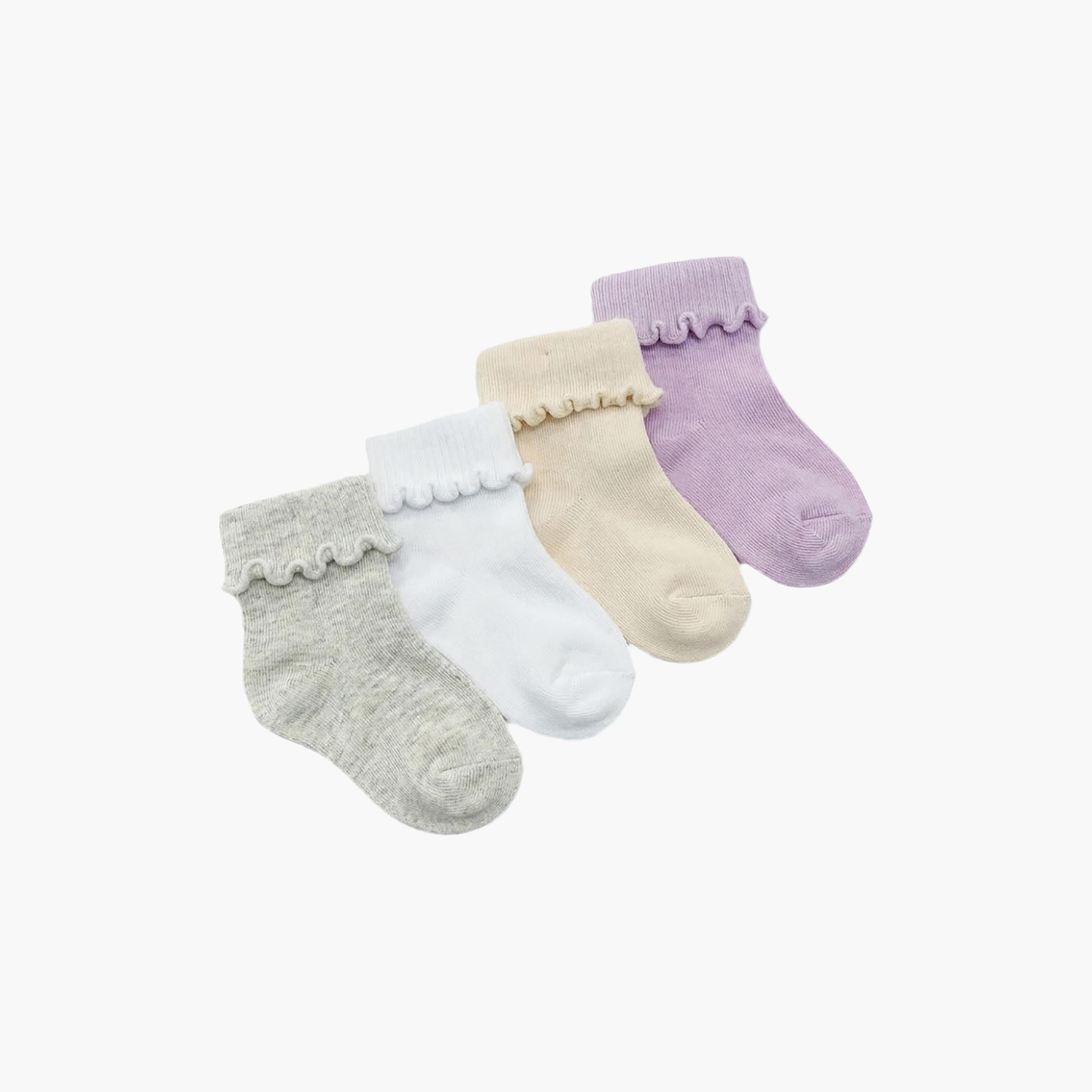 Victor and Jane 4-Pair Cotton Breathable Sparkle Roll Top Socks-baby-girls-accessories-socks-image-1