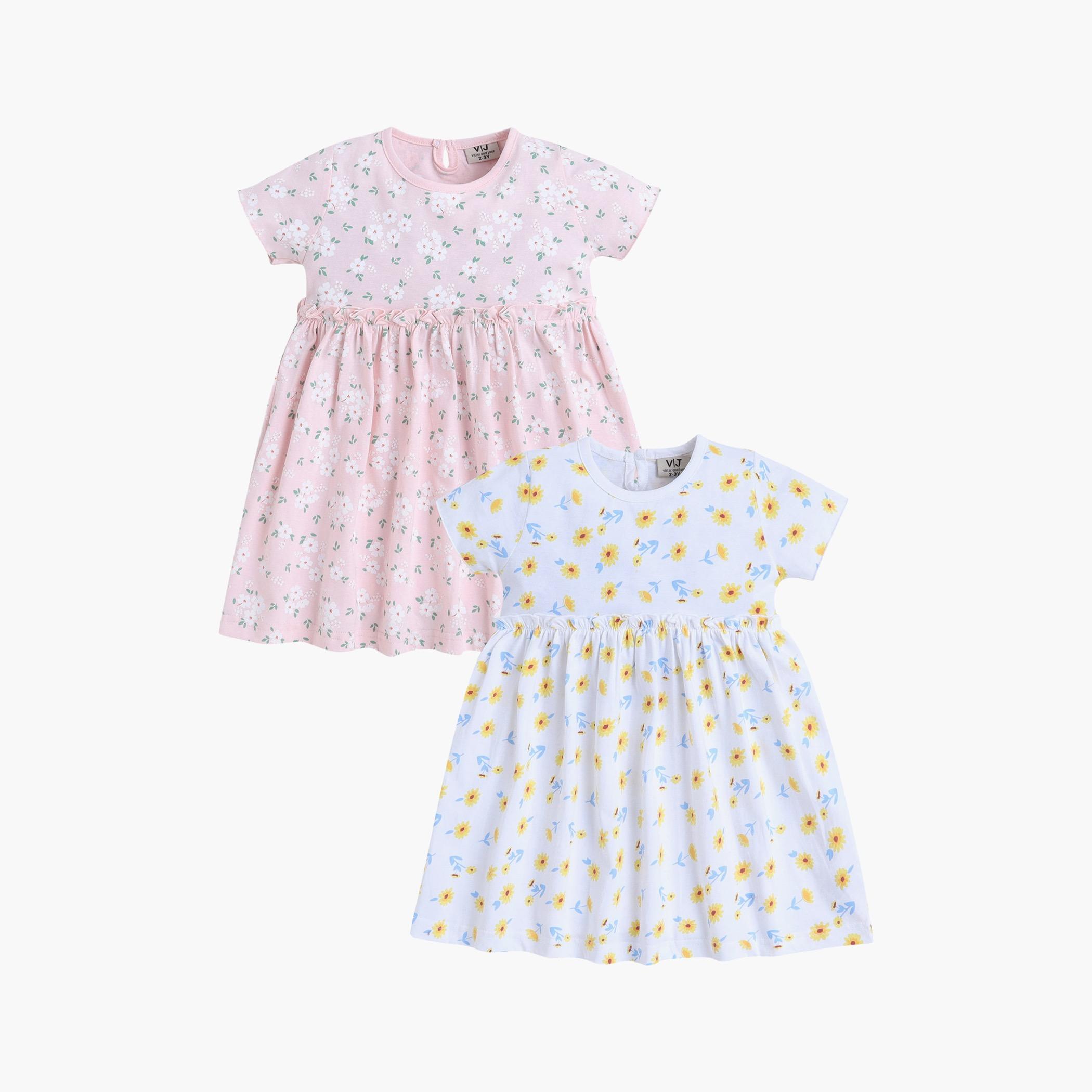 طقم فساتين بطبعة زهور وأكمام قصيرة، قطعتين من فيكتور آند جين-girls-clothing-dressesandjumpsuits-image-1