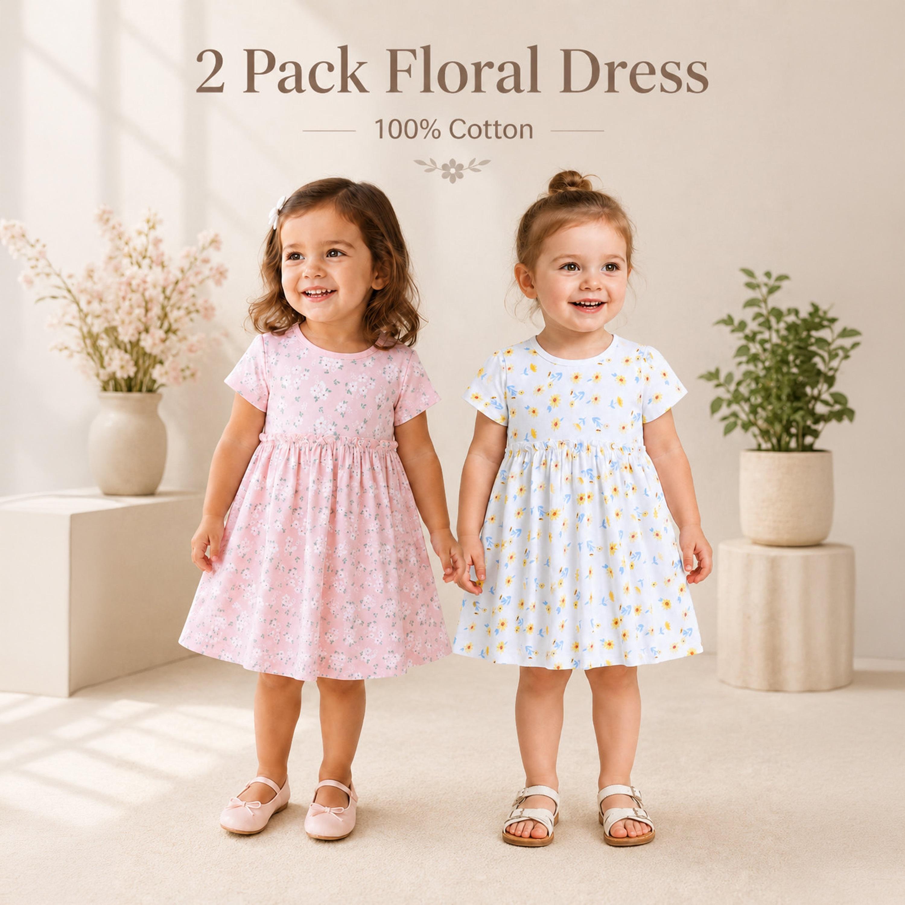 طقم فساتين بطبعة زهور وأكمام قصيرة، قطعتين من فيكتور آند جين-girls-clothing-dressesandjumpsuits-image-6