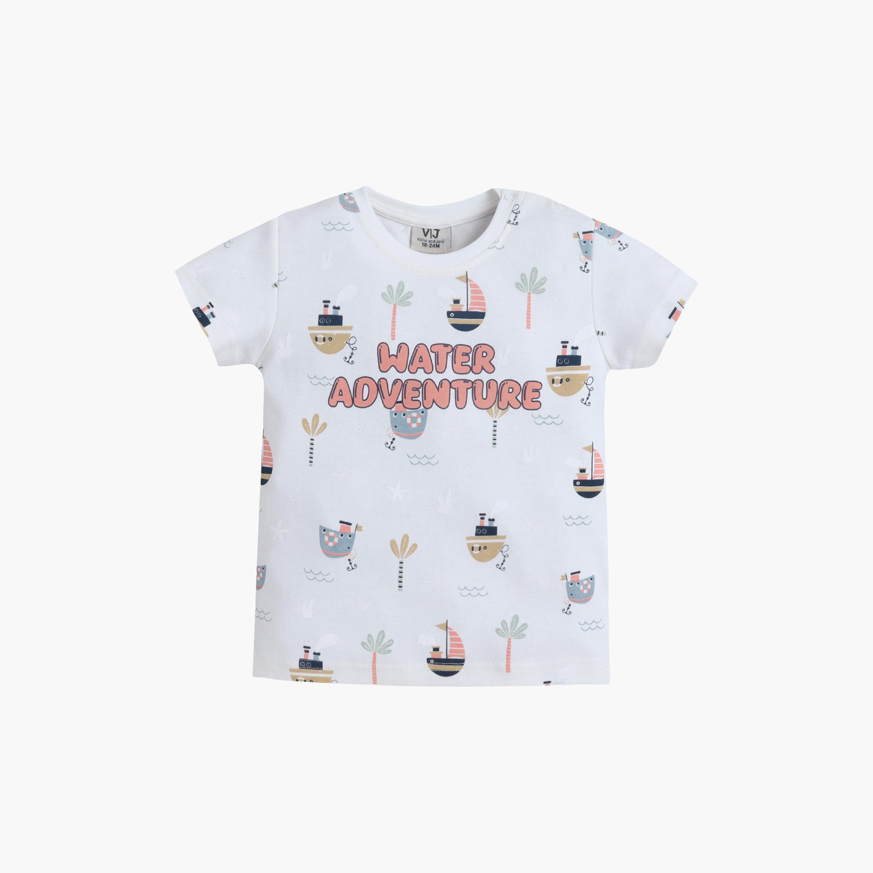 Victor and Jane Little Adventure Printed Cotton T-Shirt & Shorts Set-boys-clothing-setsandcoords-image-2