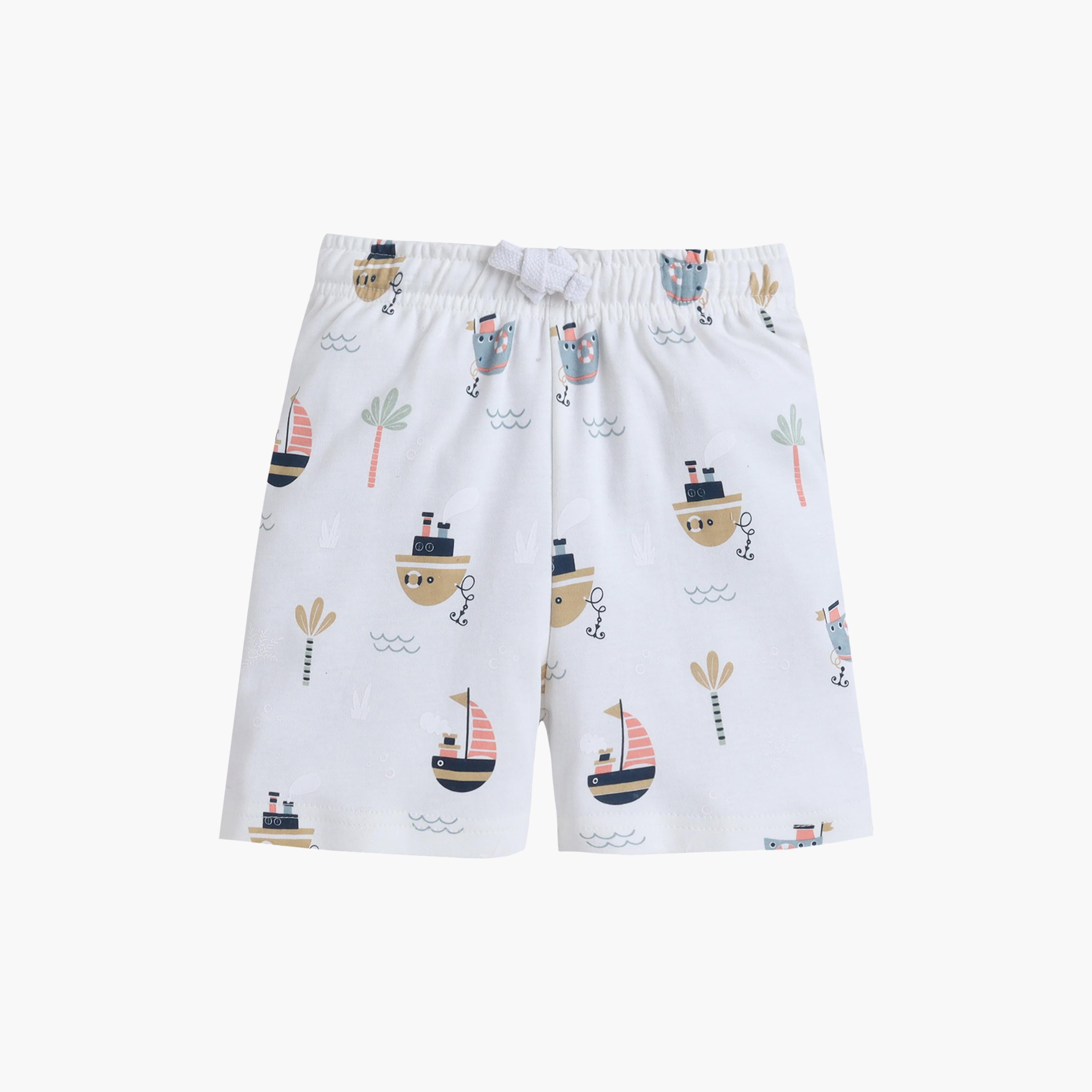 Victor and Jane Little Adventure Printed Cotton T-Shirt & Shorts Set-boys-clothing-setsandcoords-image-3