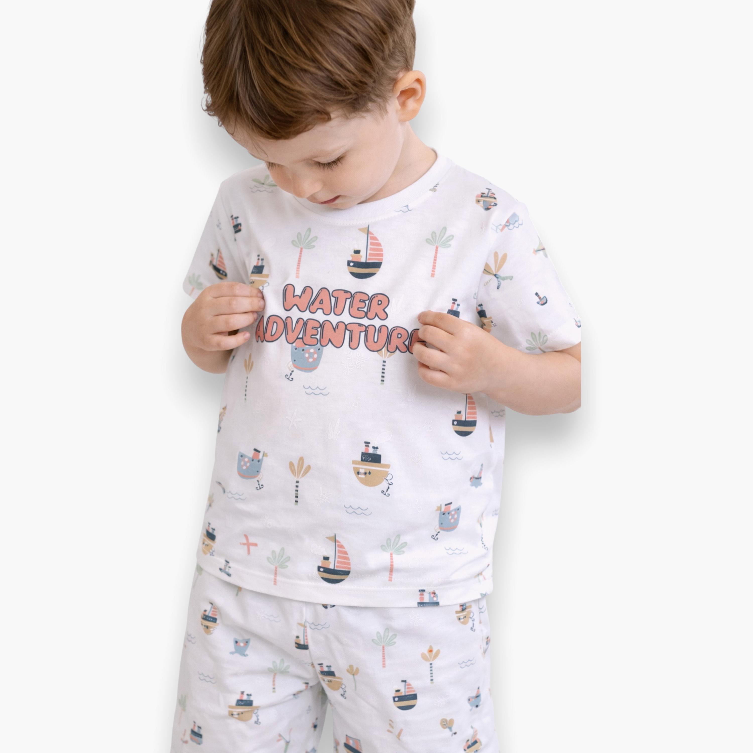 Victor and Jane Little Adventure Printed Cotton T-Shirt & Shorts Set-boys-clothing-setsandcoords-image-5