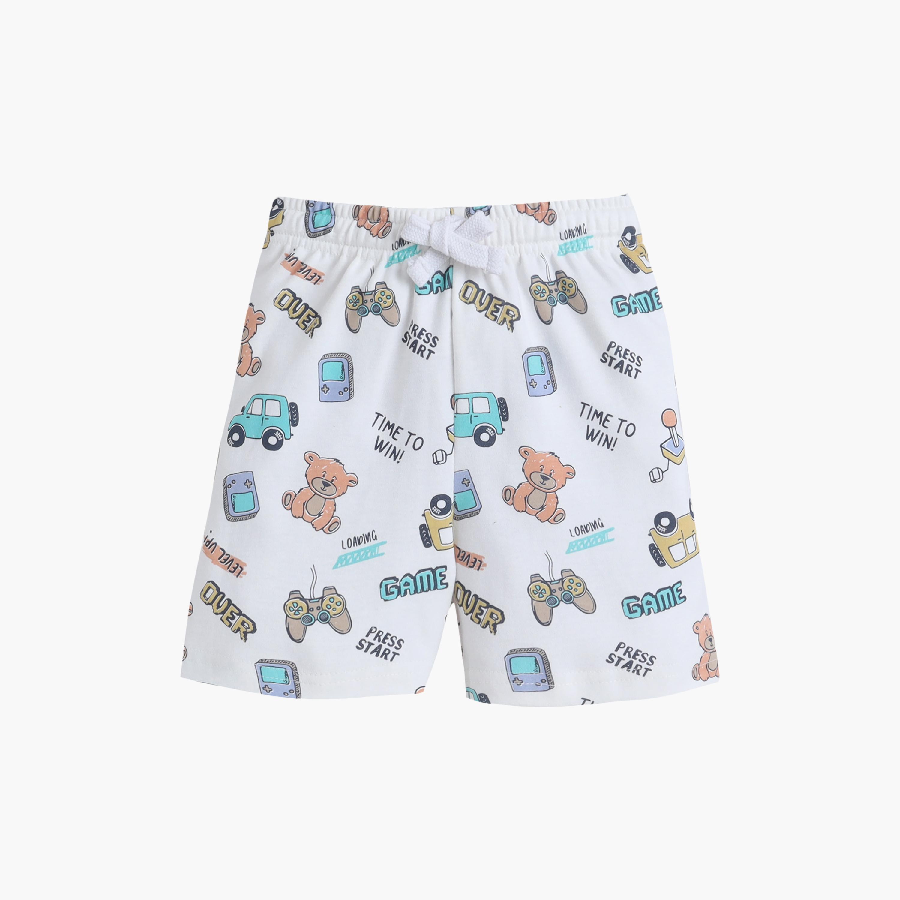 طقم تي شيرت قطني وشورت بطبعة مركبات من فيكتور آند جين-boys-clothing-setsandcoords-image-3