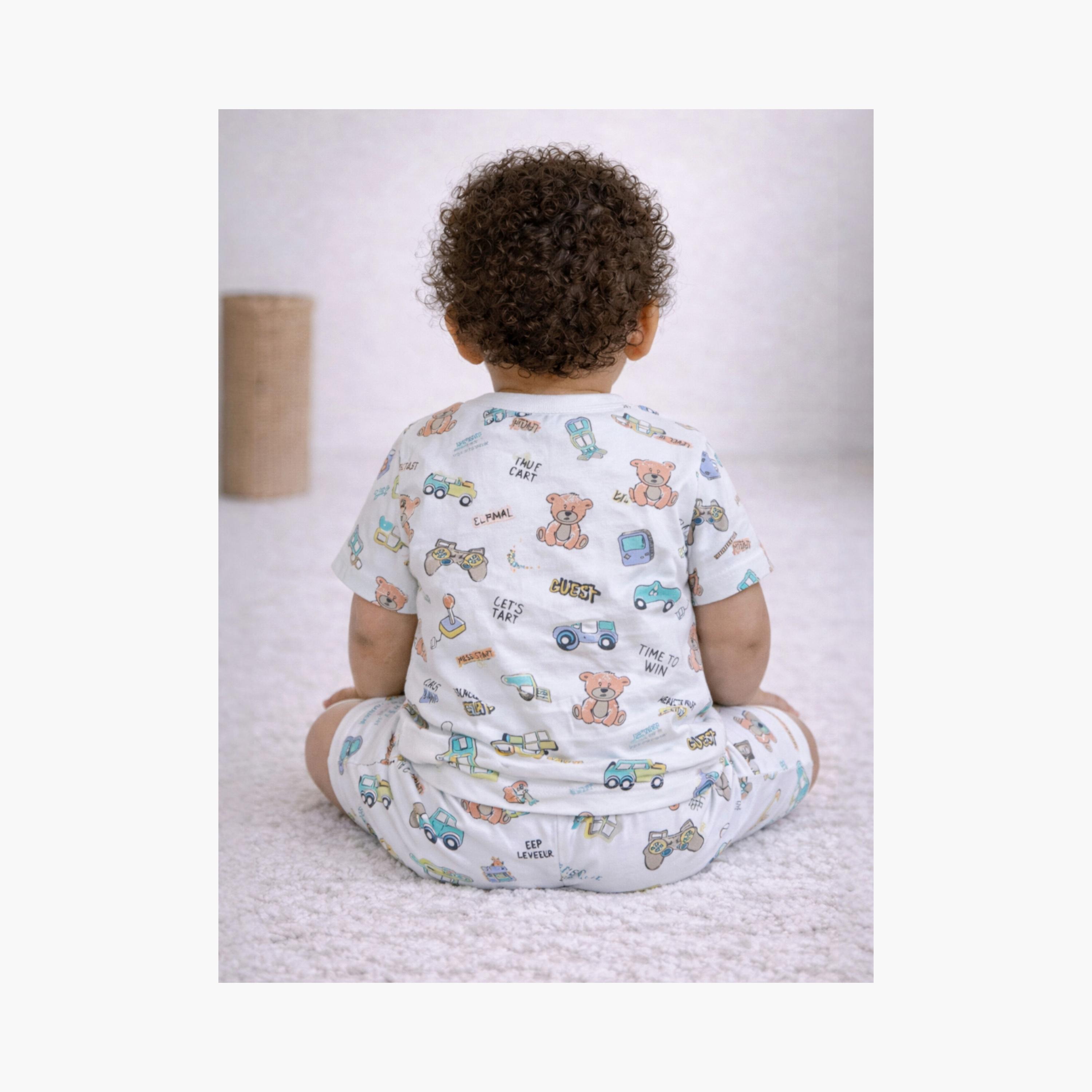 طقم تي شيرت قطني وشورت بطبعة مركبات من فيكتور آند جين-boys-clothing-setsandcoords-image-5