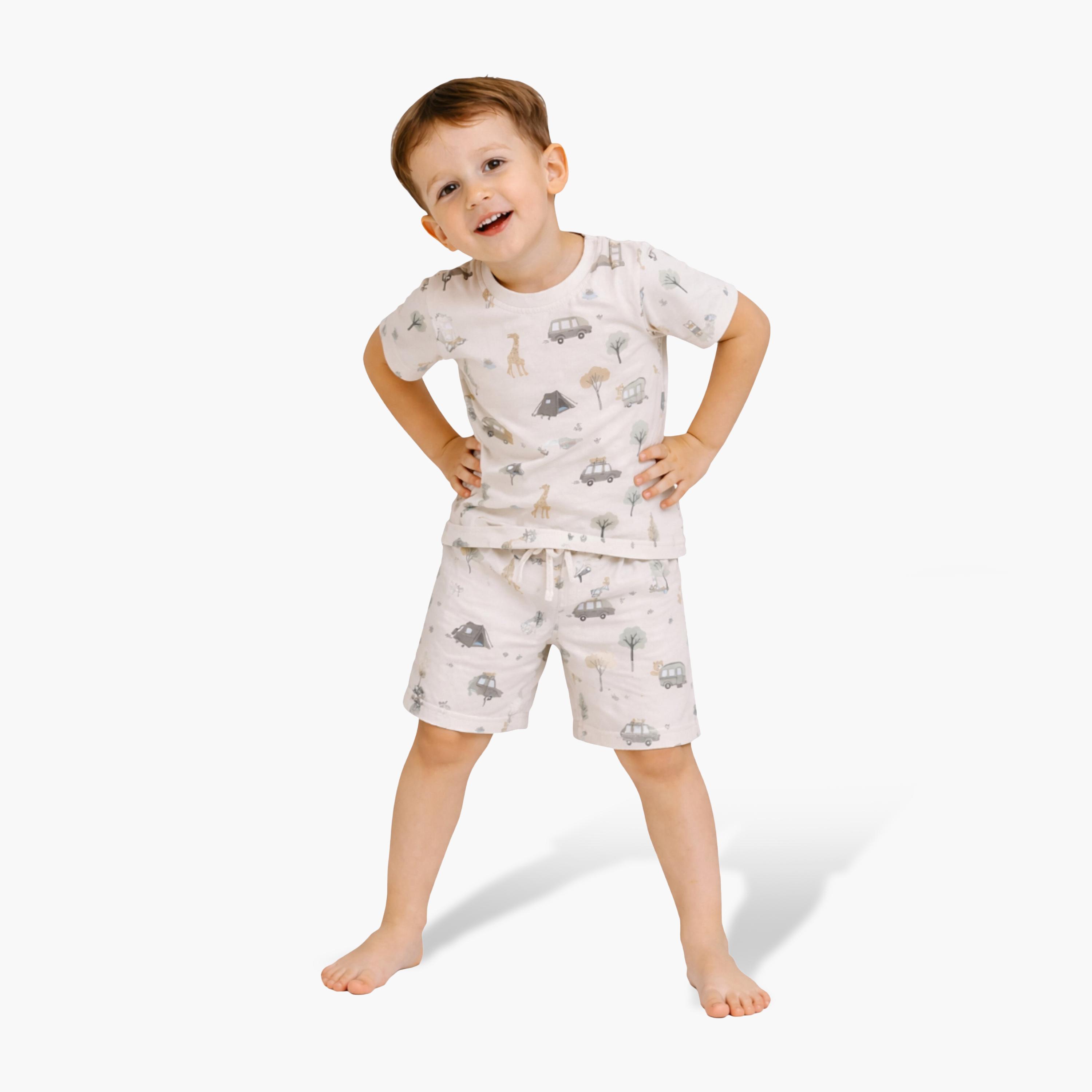 طقم تي شيرت قطني وشورت بطبعة حيوانات من فيكتور آند جين-boys-clothing-setsandcoords-image-1