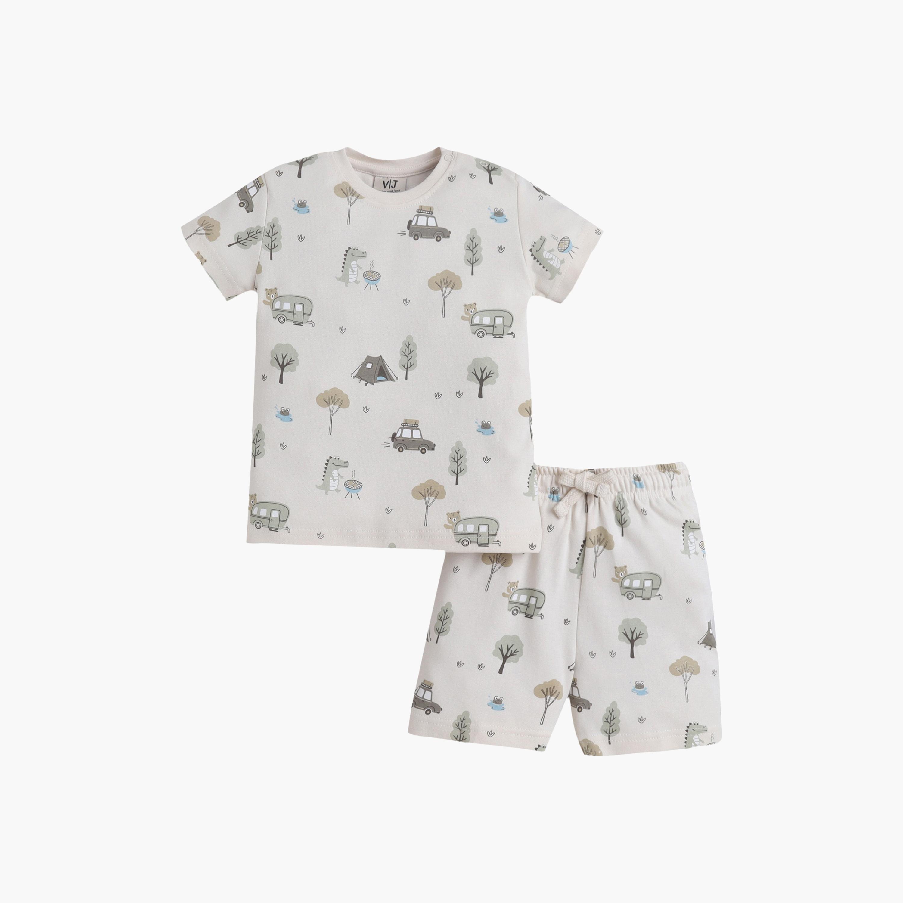 طقم تي شيرت قطني وشورت بطبعة حيوانات من فيكتور آند جين-boys-clothing-setsandcoords-image-2