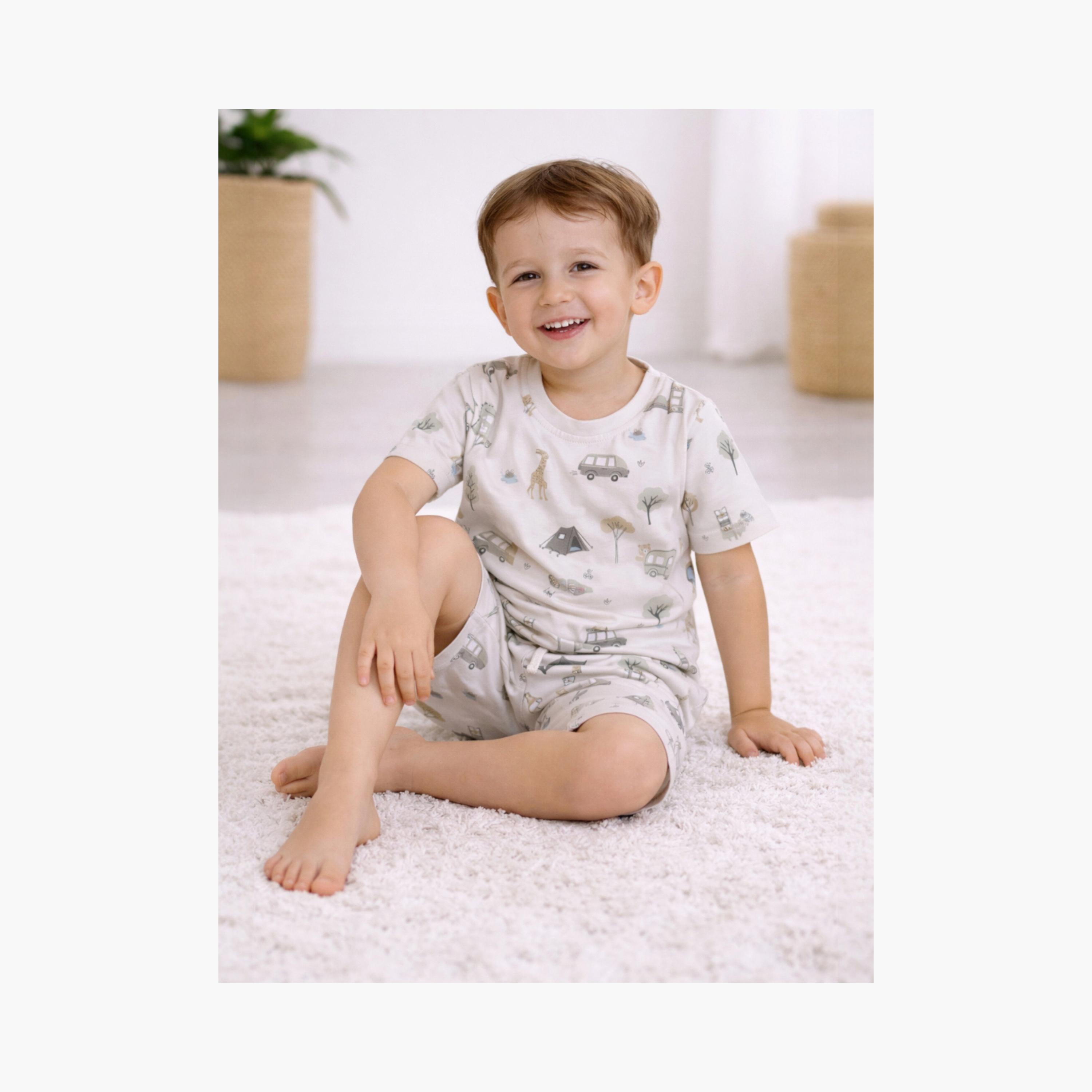 طقم تي شيرت قطني وشورت بطبعة حيوانات من فيكتور آند جين-boys-clothing-setsandcoords-image-5