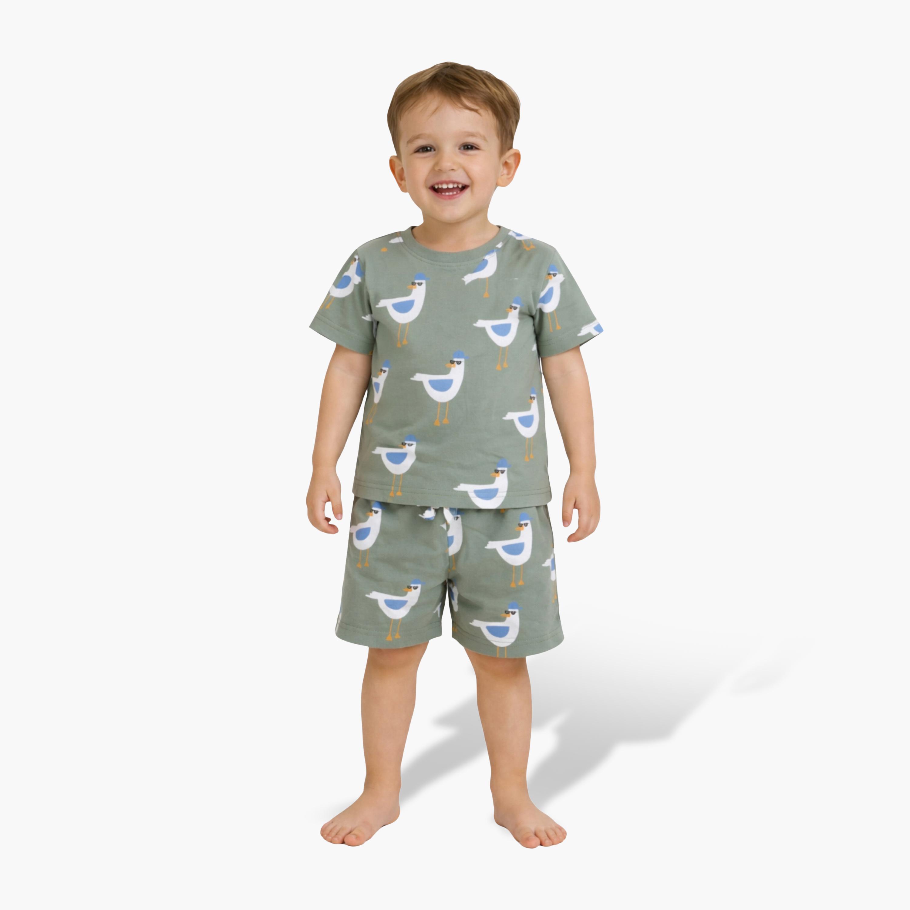 Victor and Jane Bird Printed Cotton T-Shirt & Shorts Set-boys-clothing-setsandcoords-image-1