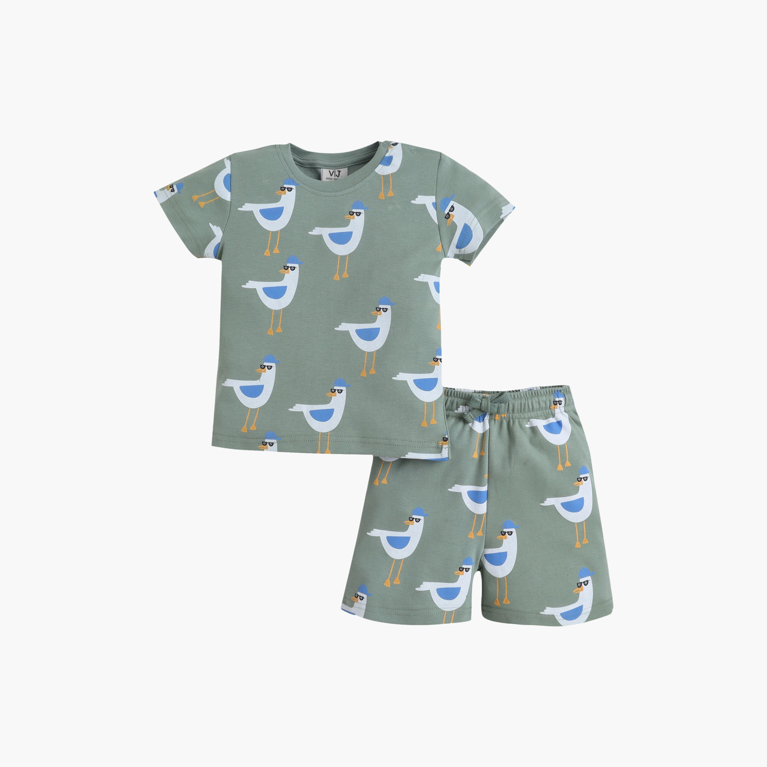 Victor and Jane Bird Printed Cotton T-Shirt & Shorts Set-boys-clothing-setsandcoords-image-2