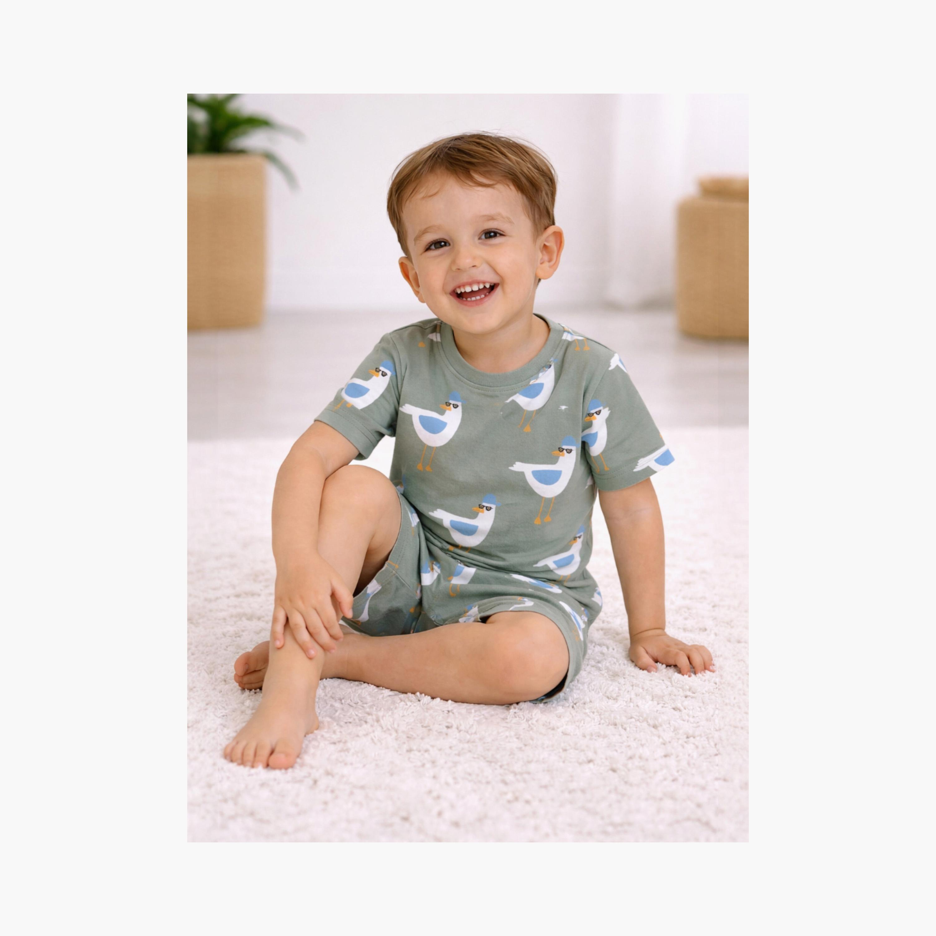 Victor and Jane Bird Printed Cotton T-Shirt & Shorts Set-boys-clothing-setsandcoords-image-5