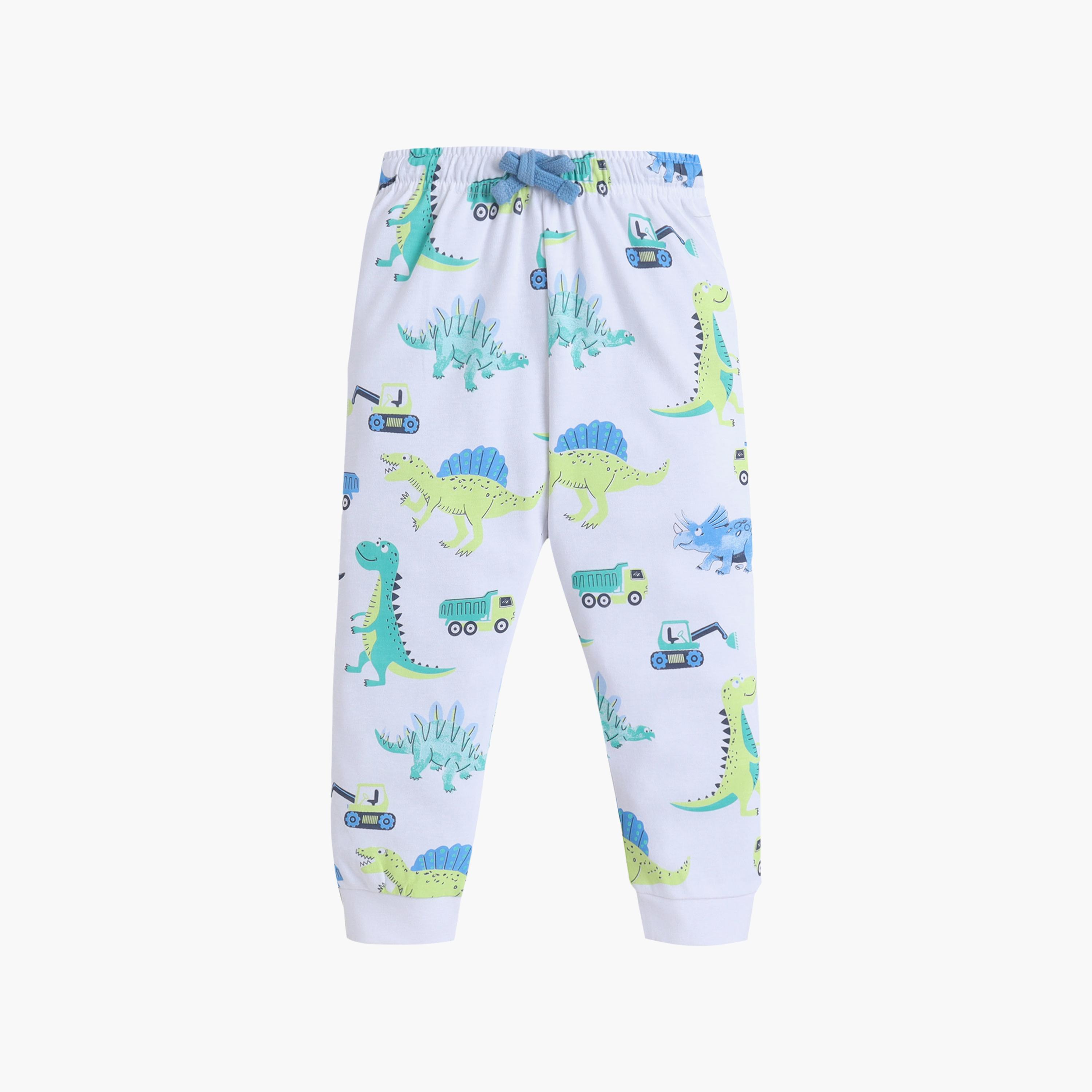 طقم تي شيرت قطني وبيجامة بطبعة ديناصور من فيكتور آند جين-boys-clothing-setsandcoords-image-5