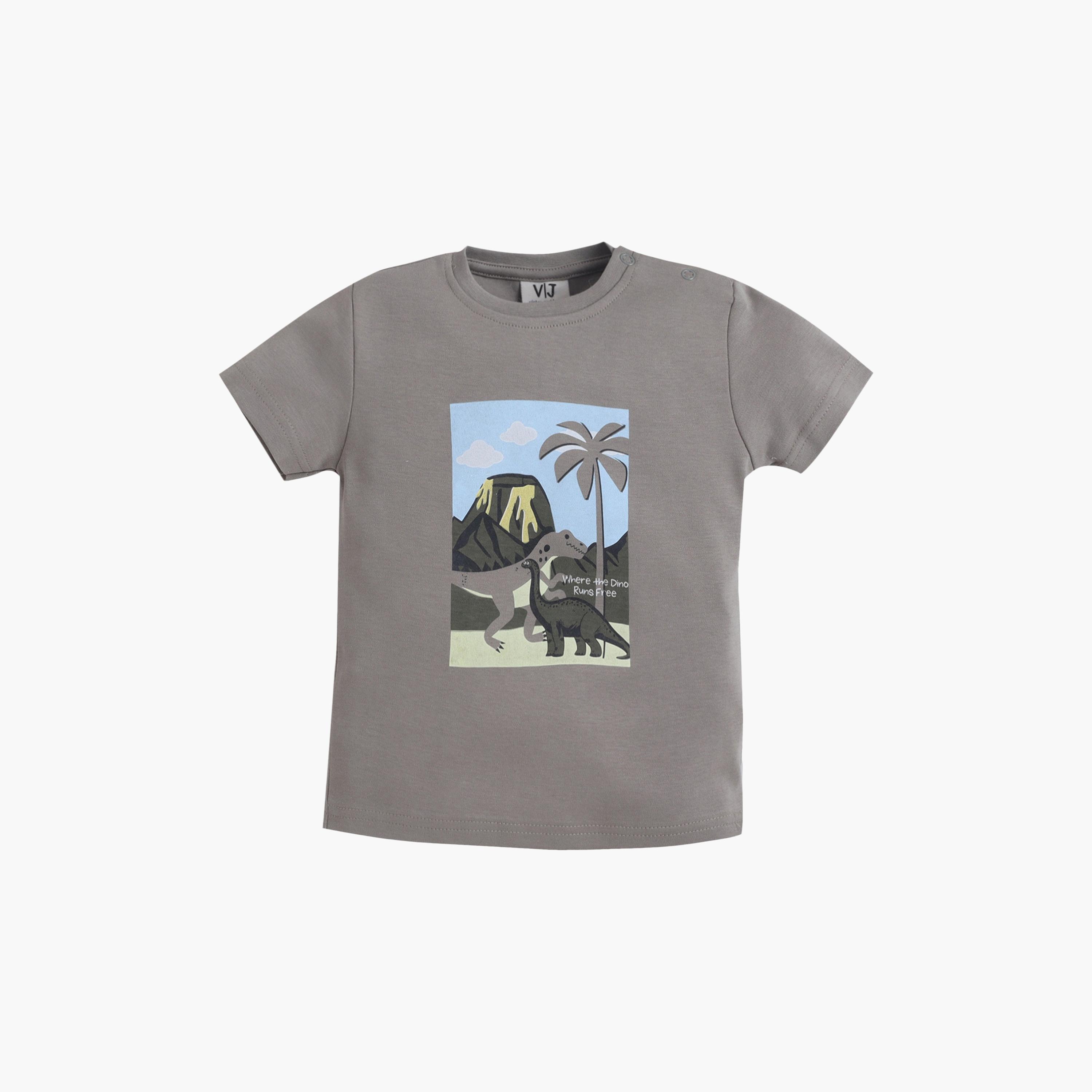 طقم تي شيرت قطني وبيجامة بطبعة من الطبيعة من فيكتور آند جين-boys-clothing-setsandcoords-image-2