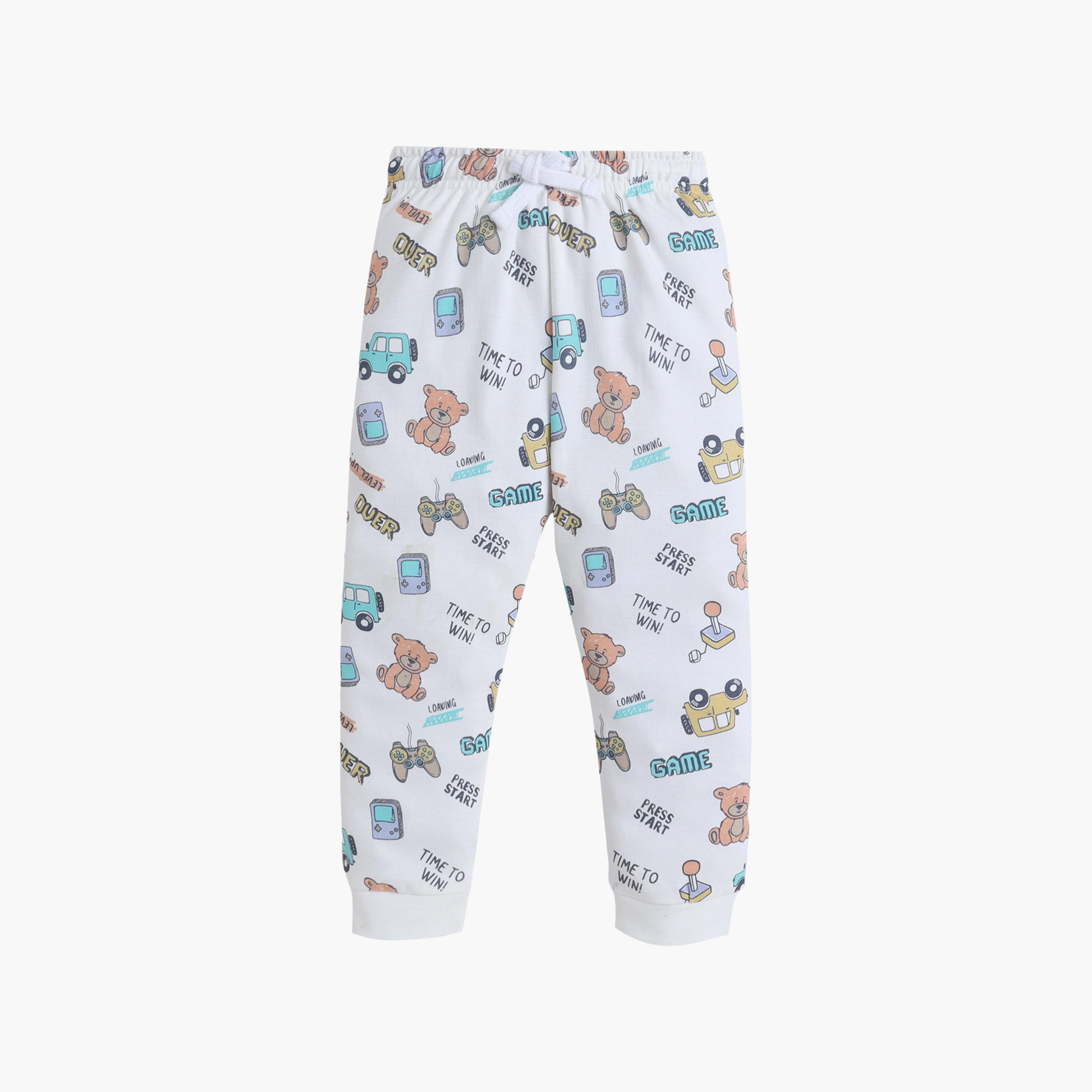 طقم تي شيرت قطني وبيجامة بطبعة تيدي بير من فيكتور آند جين-boys-clothing-setsandcoords-image-4
