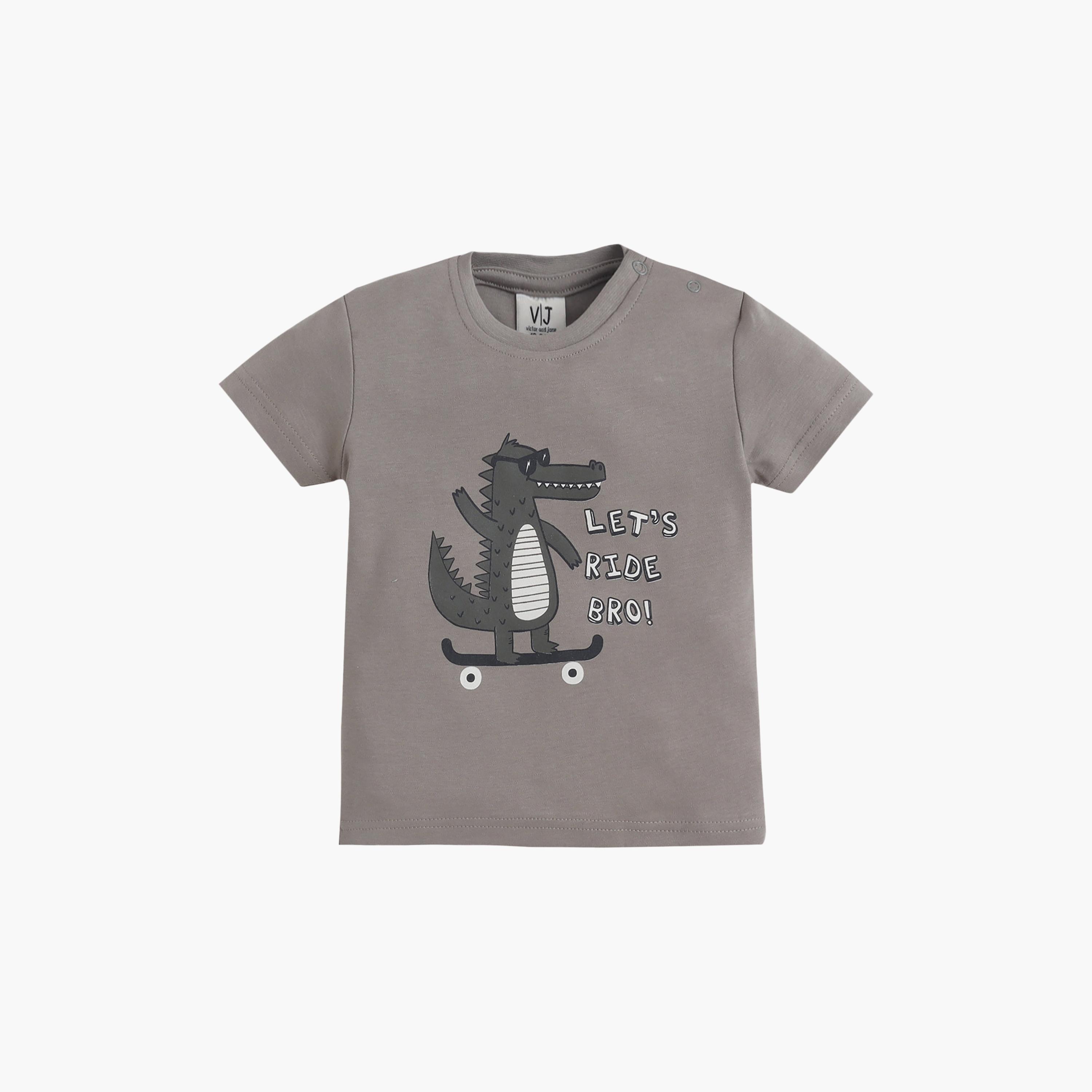 طقم تي شيرت قطني وبيجامة بطبعة حيوانات من فيكتور آند جين-boys-clothing-setsandcoords-image-3