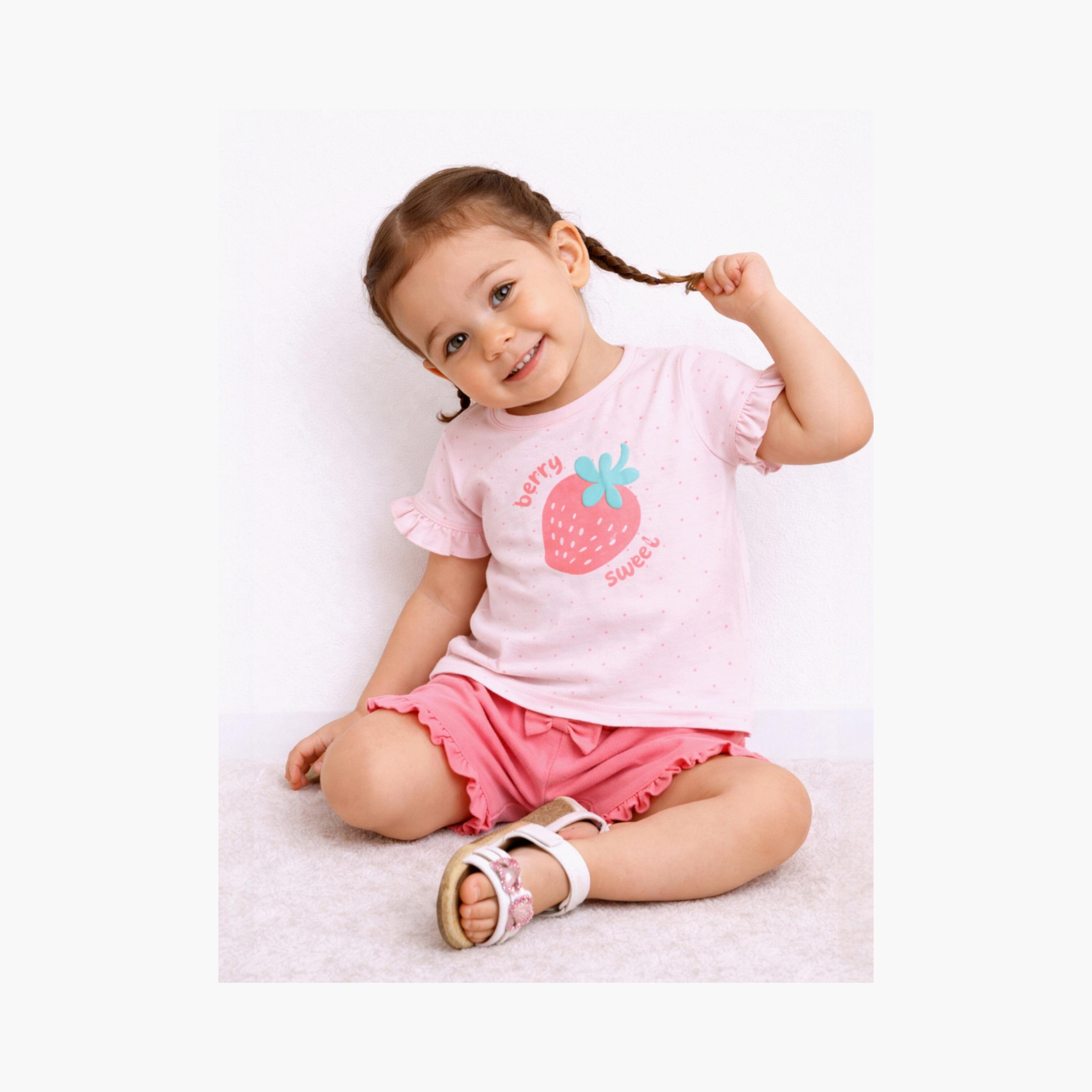 Victor and Jane Half Sleeves Strawberry Printed Top & Ruffle Shorts Set-baby-girls-clothing-setsandcoords-image-6