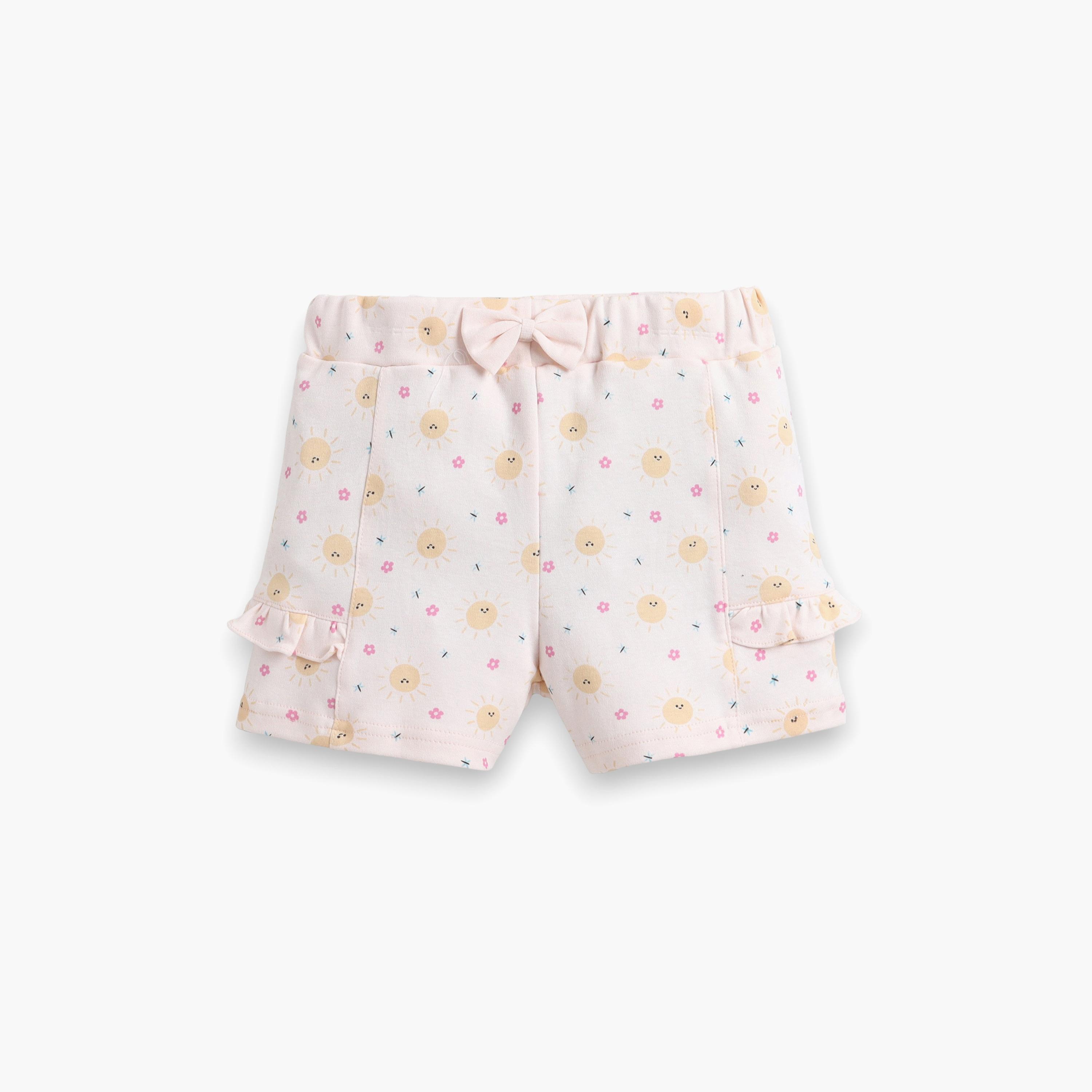 Victor and Jane Half Sleeves Sunshine Slogan Printed Top & Floral Ruffle Shorts Set-baby-girls-clothing-setsandcoords-image-5