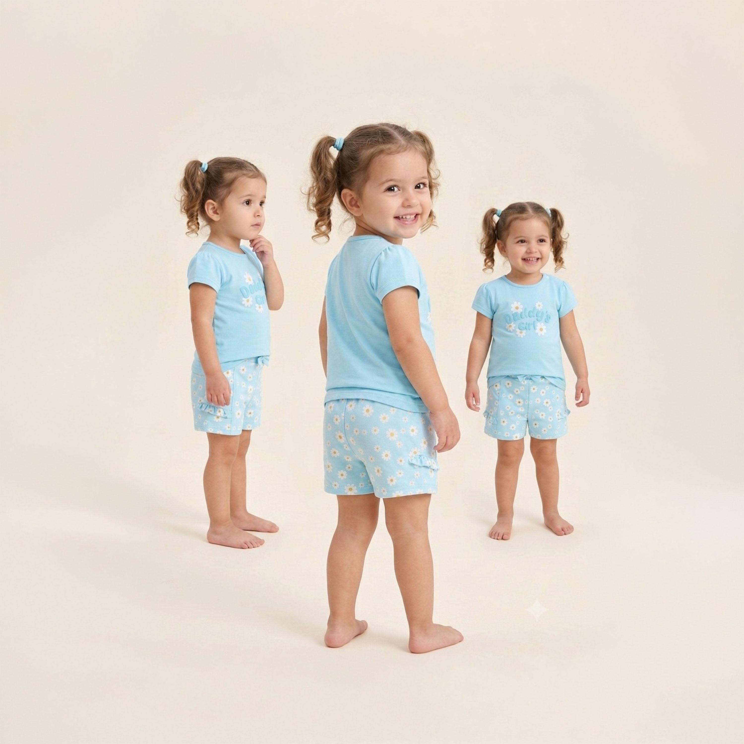 Victor and Jane Half Sleeves Daddy’s Girl Printed Top & Floral Ruffle Shorts Set-baby-girls-clothing-setsandcoords-image-6