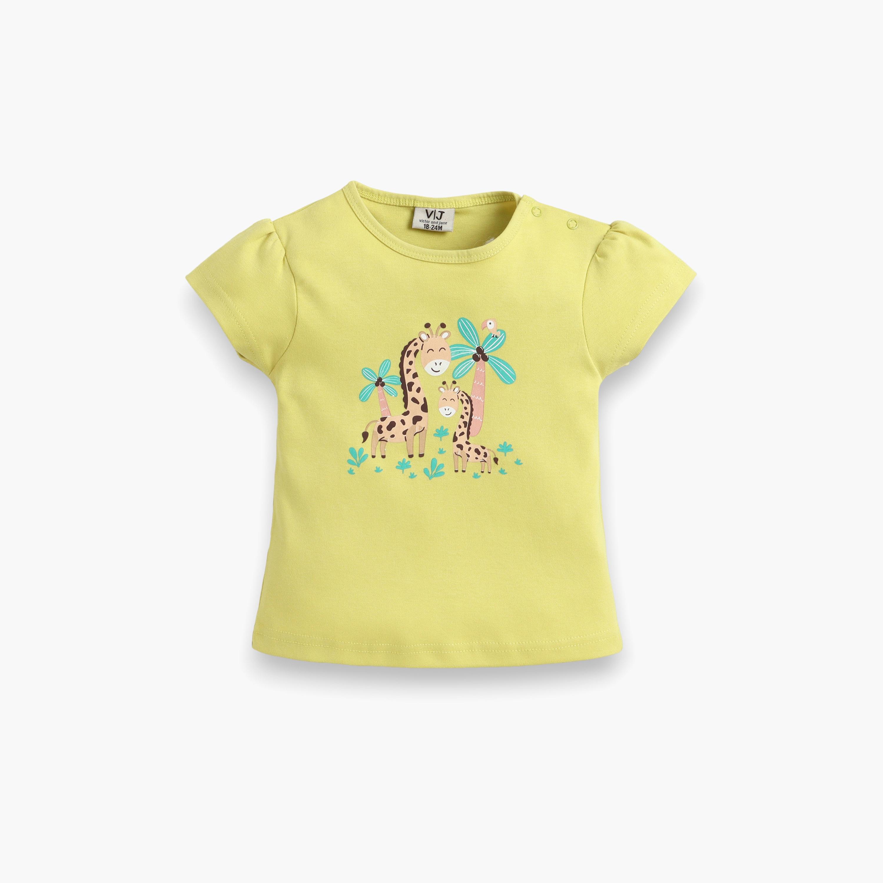 Victor and Jane Half Sleeves Leopard Printed Top & Dotted Shorts Set-baby-girls-clothing-setsandcoords-image-3