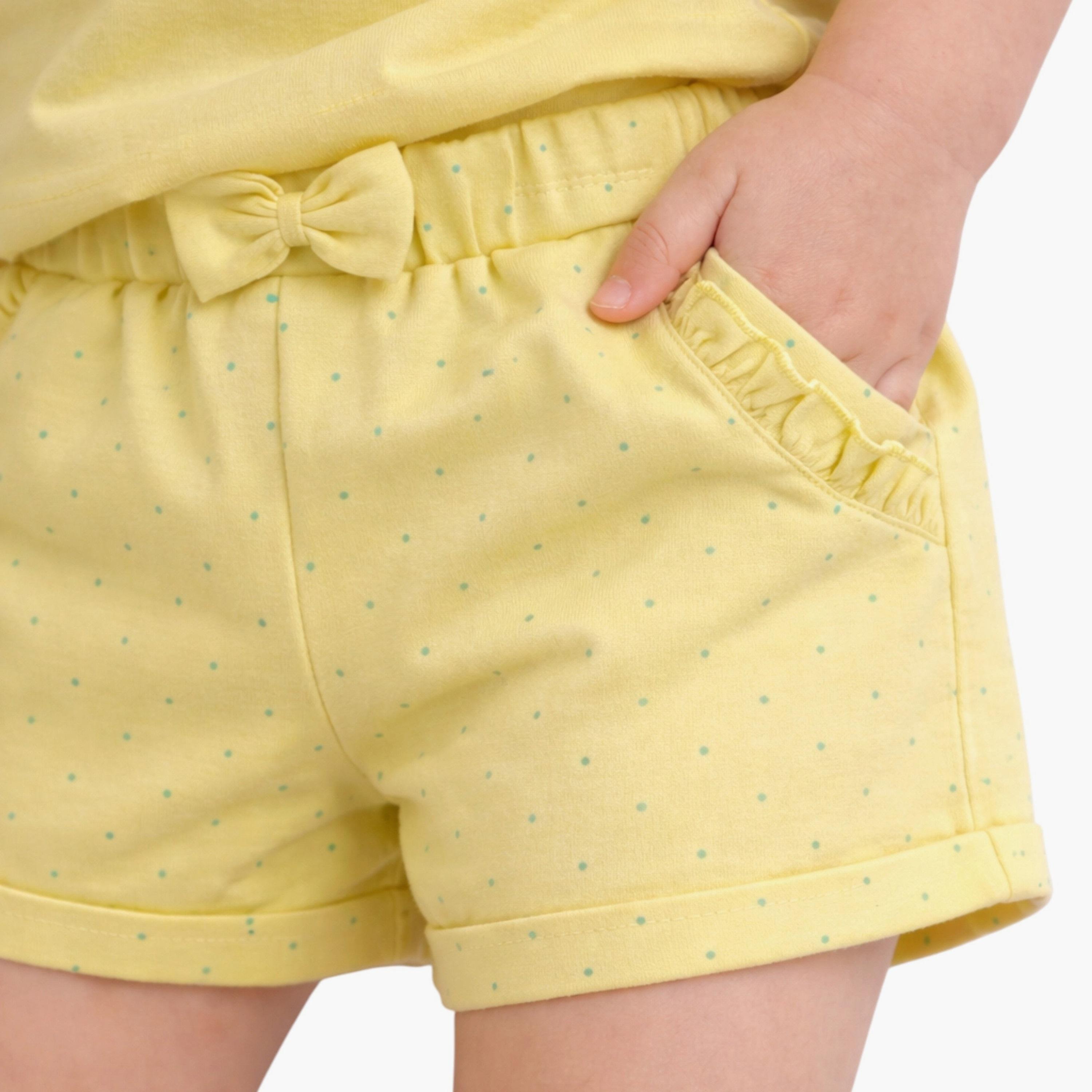 Victor and Jane Half Sleeves Leopard Printed Top & Dotted Shorts Set-baby-girls-clothing-setsandcoords-image-5