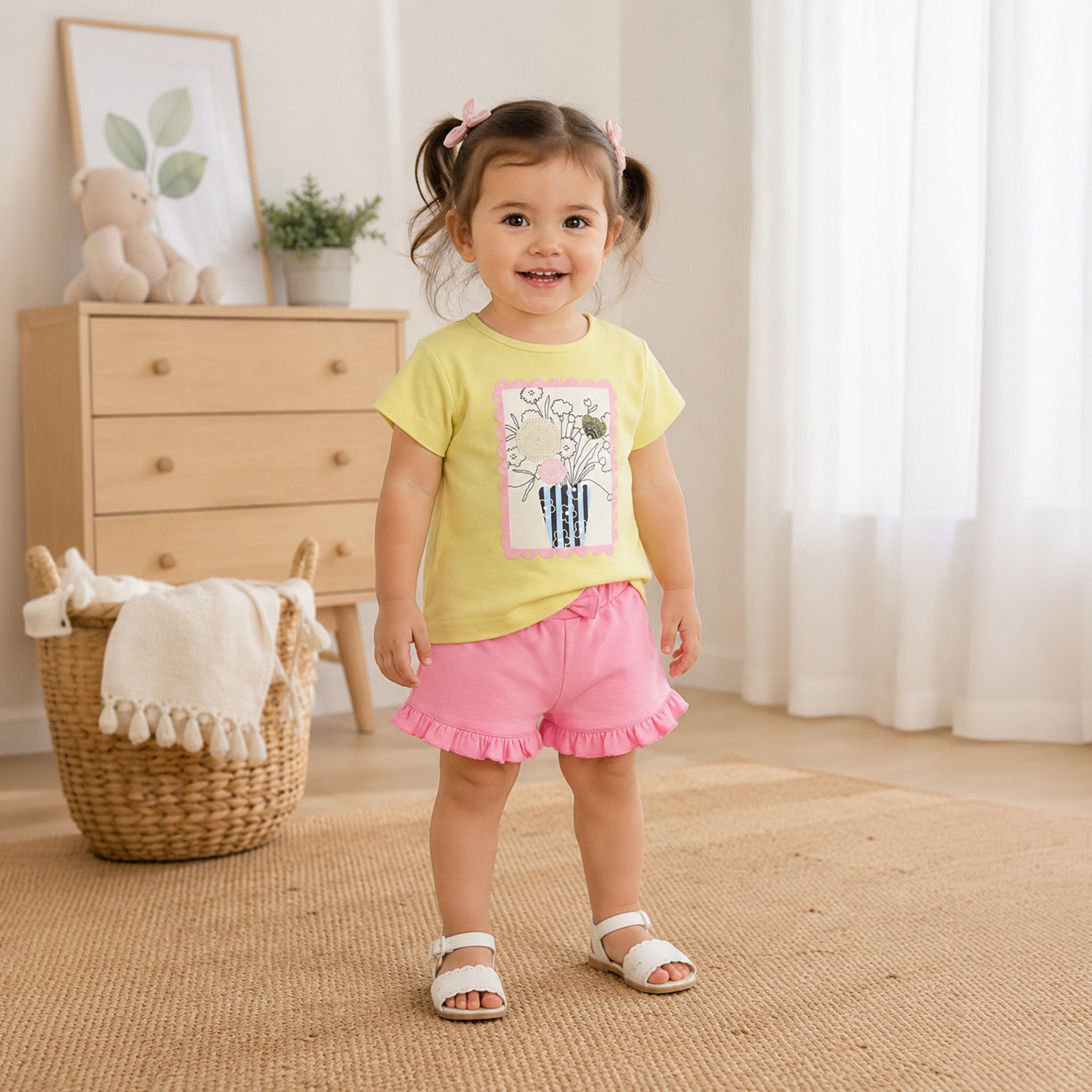 Victor and Jane Short Sleeves Graphic Top & Bow Shorts-baby-girls-clothing-setsandcoords-image-1