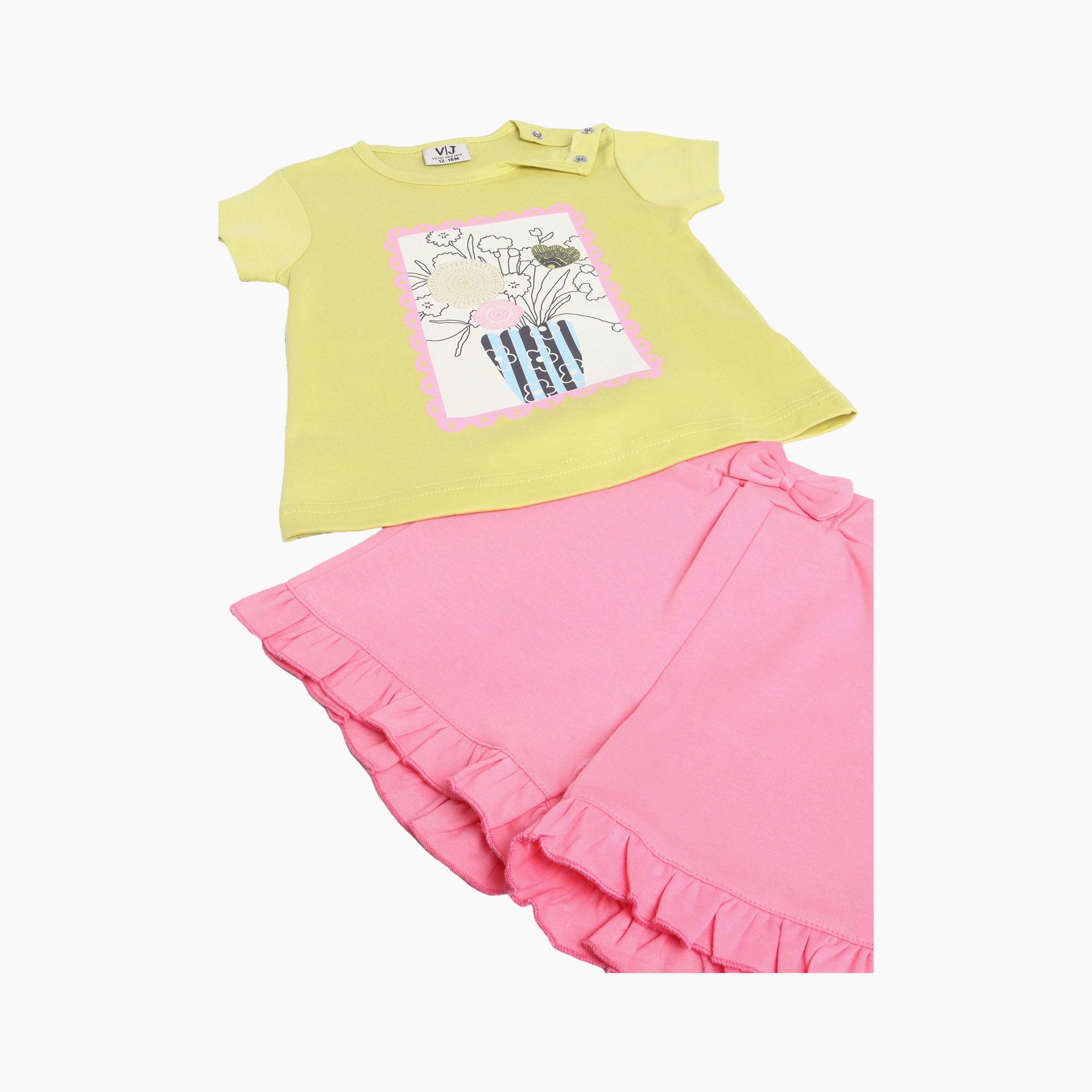 Victor and Jane Short Sleeves Graphic Top & Bow Shorts-baby-girls-clothing-setsandcoords-image-4